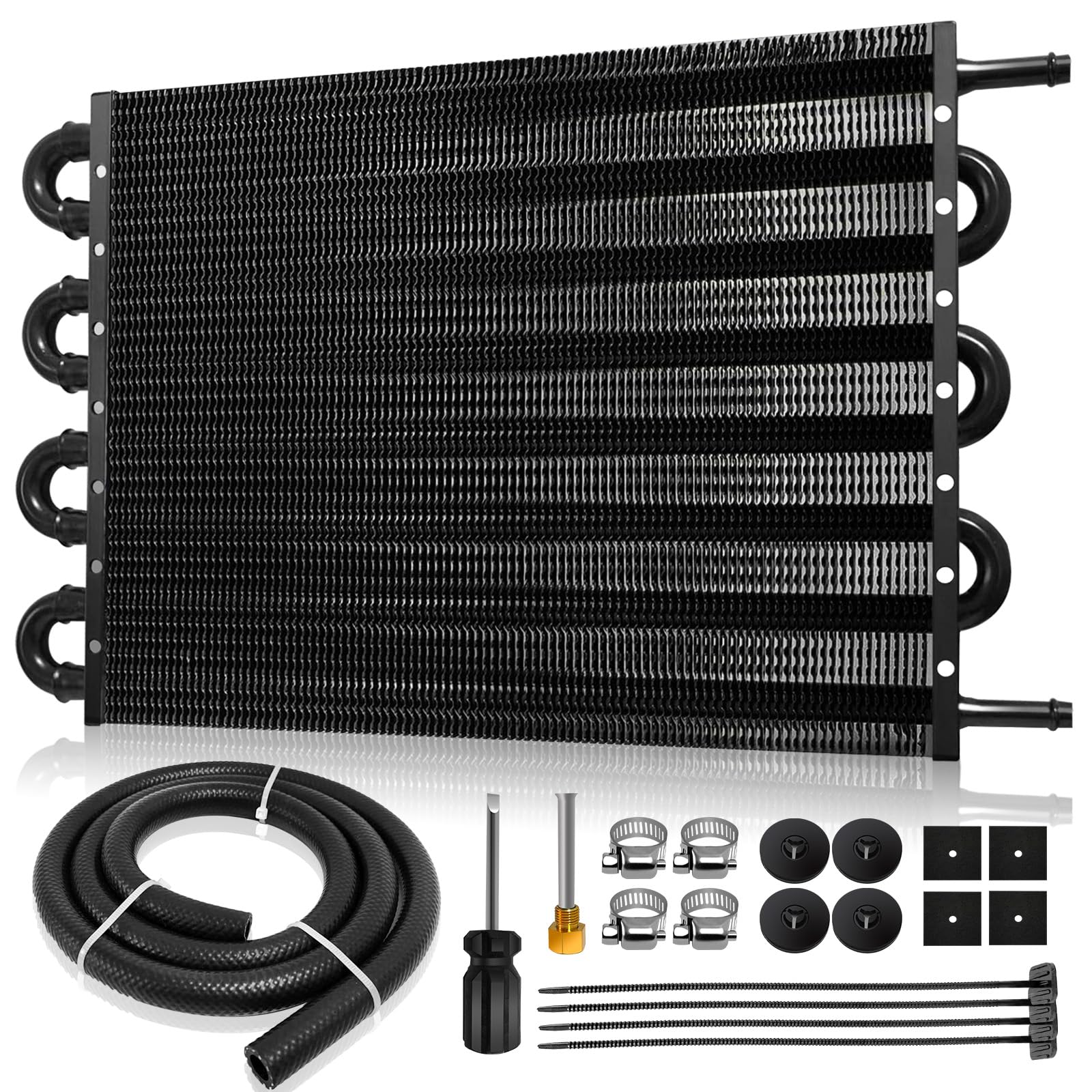8 Row Aluminum Transmission Oil Cooler Kit - 5/16