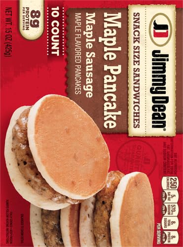 Jimmy Dean Snack Size Maple Pancake & Sausage Sandwiches - 10 Count Frozen Breakfast Sandwiches | Quick & Easy Morning Meal, On-the-Go Snack, Office Breakfast