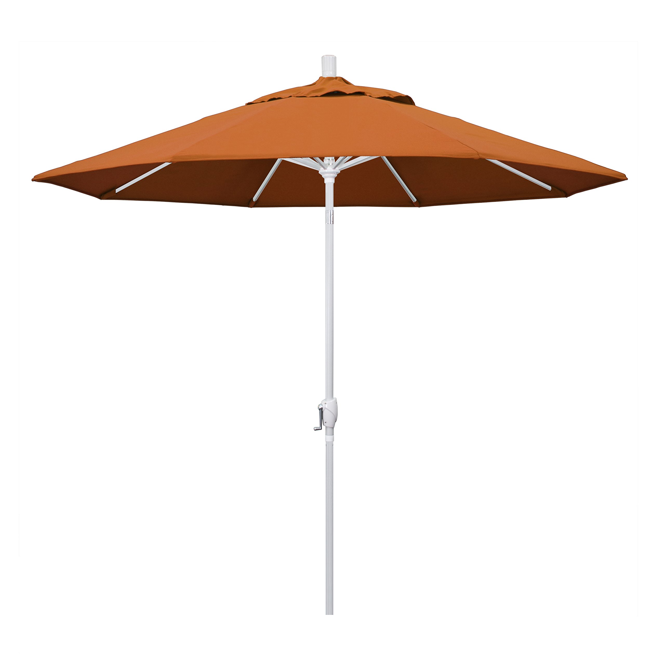 9' Aluminum Market Umbrella with Crank Lift & Tilt - White Pole for Patio & Outdoor Dining