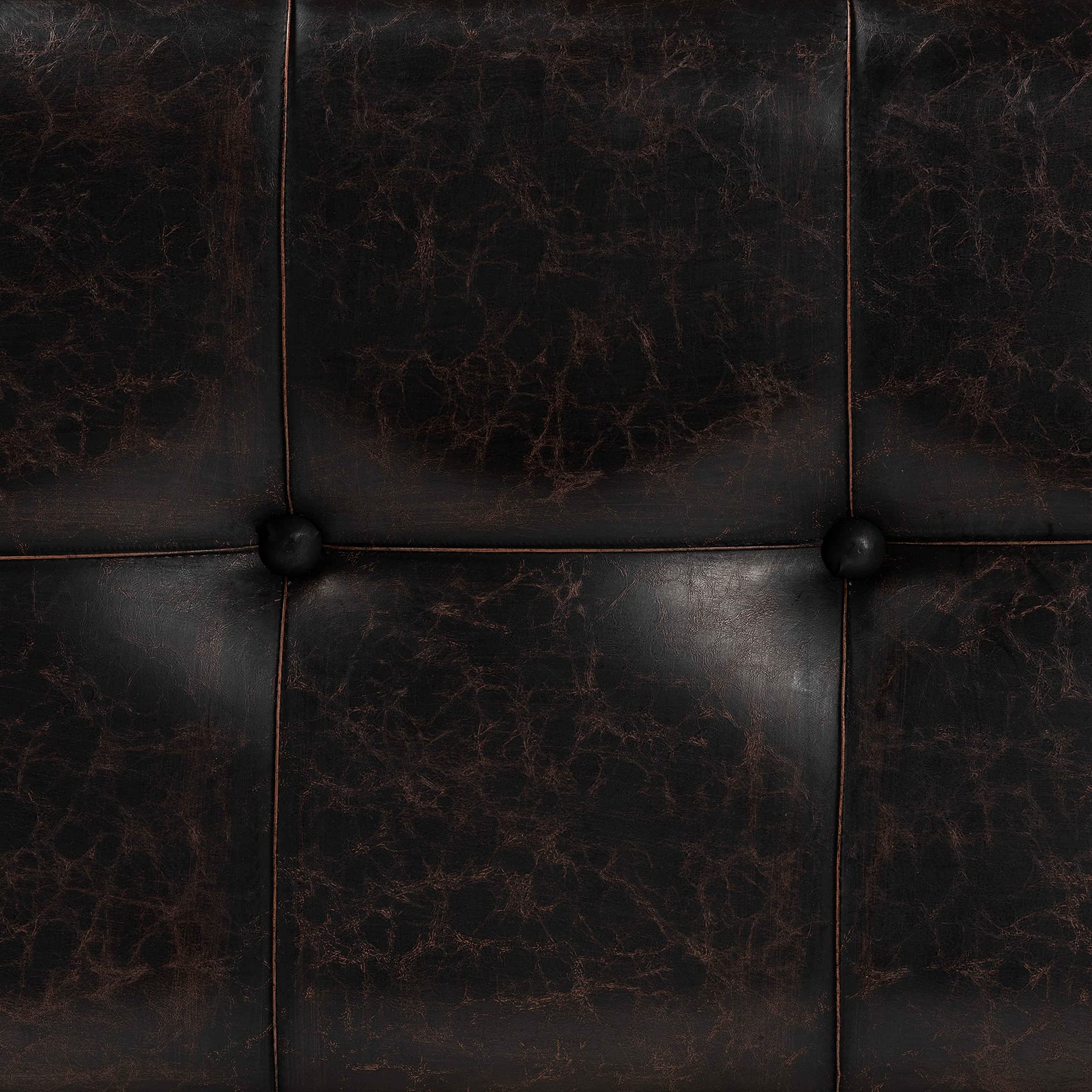 Baxton Studio Janna Rustic Transitional Storage Ottoman - Dark Brown Faux Leather Upholstery with Oak Wood Finish | Perfect for Living Room, Bedroom or Home Office Footrest and Extra Seating