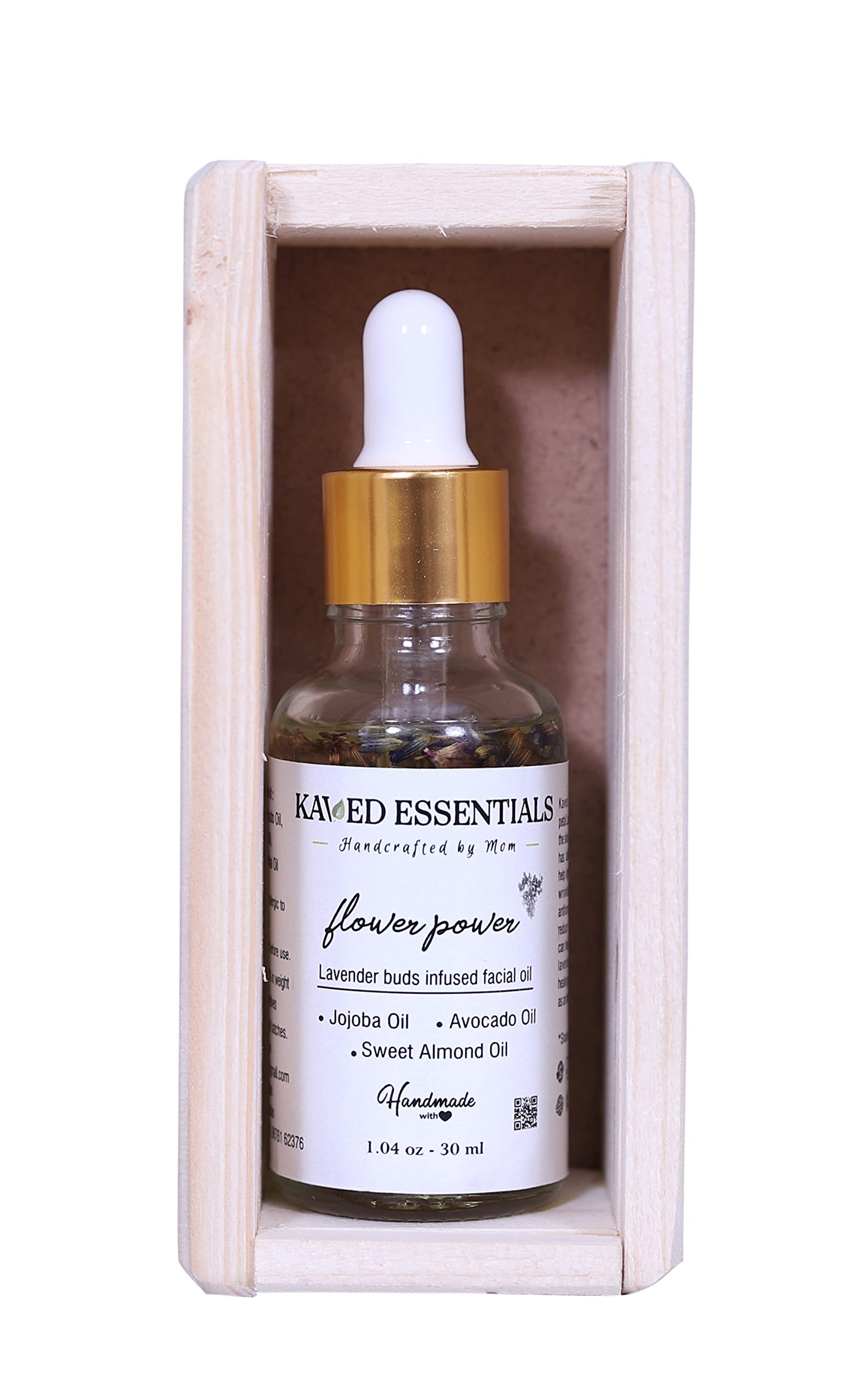 Kaved Essentials Lavender Buds Infused Facial Oil with Jojoba, Avocado & Sweet Almond Oil - Hydrating & Soothing for Dry & Sensitive Skin - Perfect for Nighttime Skincare & Relaxation