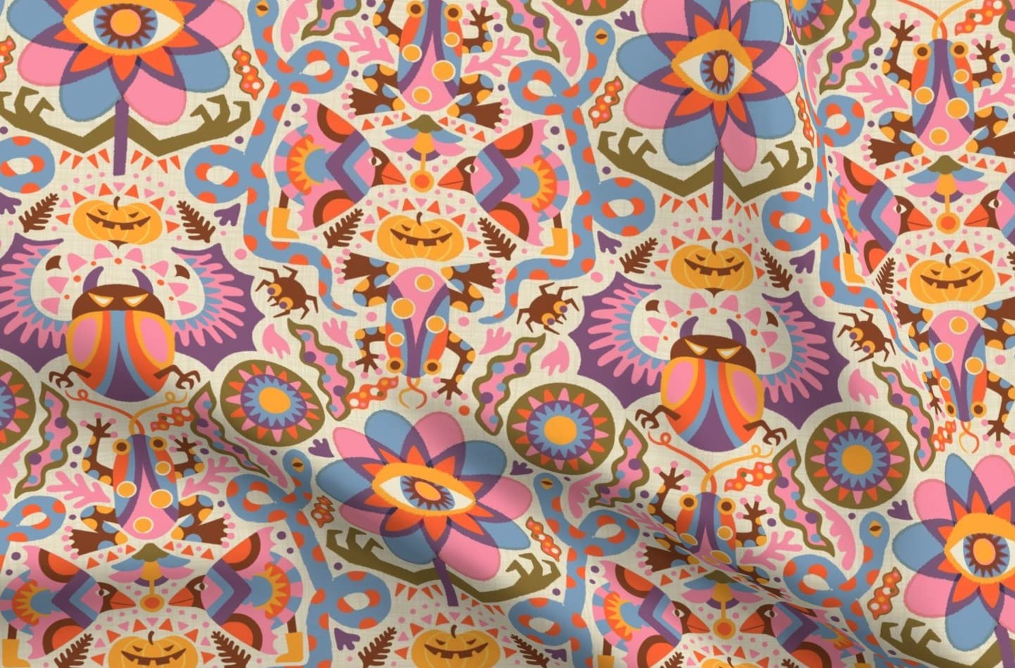Stranger Halloween Pastel Printed Minky Fabric Fat Quarter - Soft Plush Fabric for Sewing Baby Blankets, Quilt Backing & DIY Crafts - Perfect for Halloween Decor, Baby Gifts & Cozy Home Projects