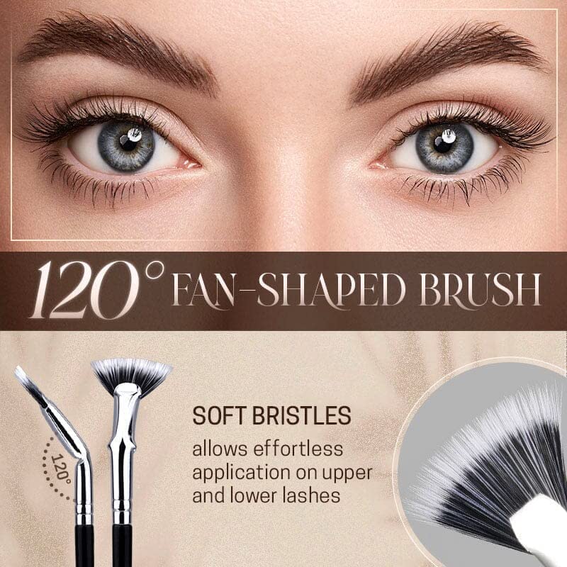 Anjoize Dolly Mascara Fan Brush - 2 Pack Angled Eyelash Brushes for Fluffy Lashes, Portable Folding Cosmetic Brush Set for Professional Makeup Application - Perfect for Travel, Home & Salon Use