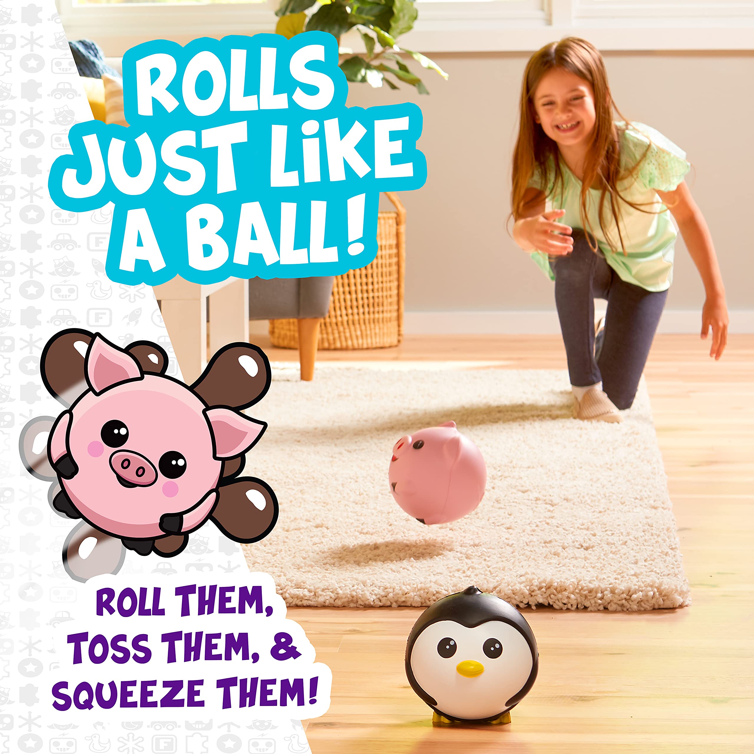 Franklin Sports Animal Ball Friends - 6 Inch Soft Foam Balls for Kids - Pink Pig Squishy Toy for Indoor/Outdoor Play, Toddler Sensory Toys, Birthday Gifts & Party Favors
