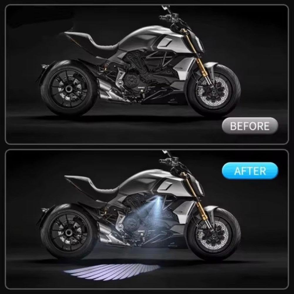 Universal Motorcycle LED Logo Light - Waterproof Angel Wing Projector for Scooters & EVs - Perfect Gift for Riders