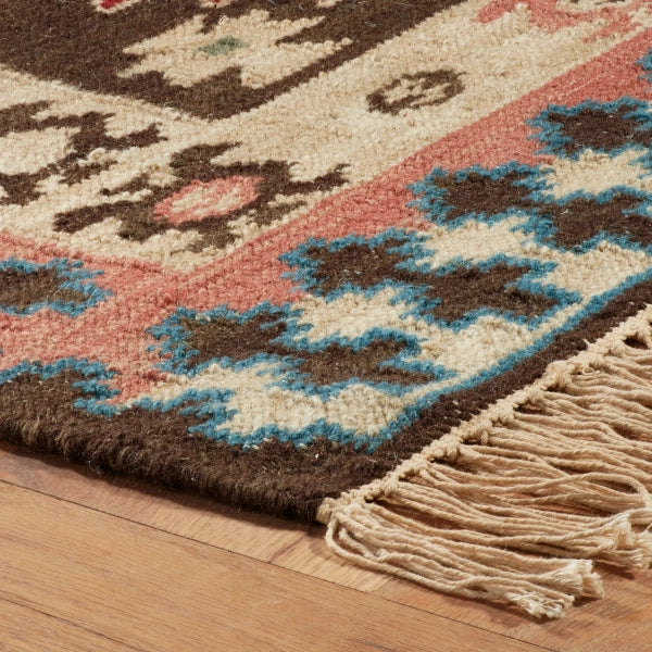 Dash & Albert Balsam Kilim Multi Handwoven Wool Rug - Stylish Bohemian Area Rug for Living Room, Bedroom & Home Decor - Soft & Durable Floor Covering for Cozy Spaces