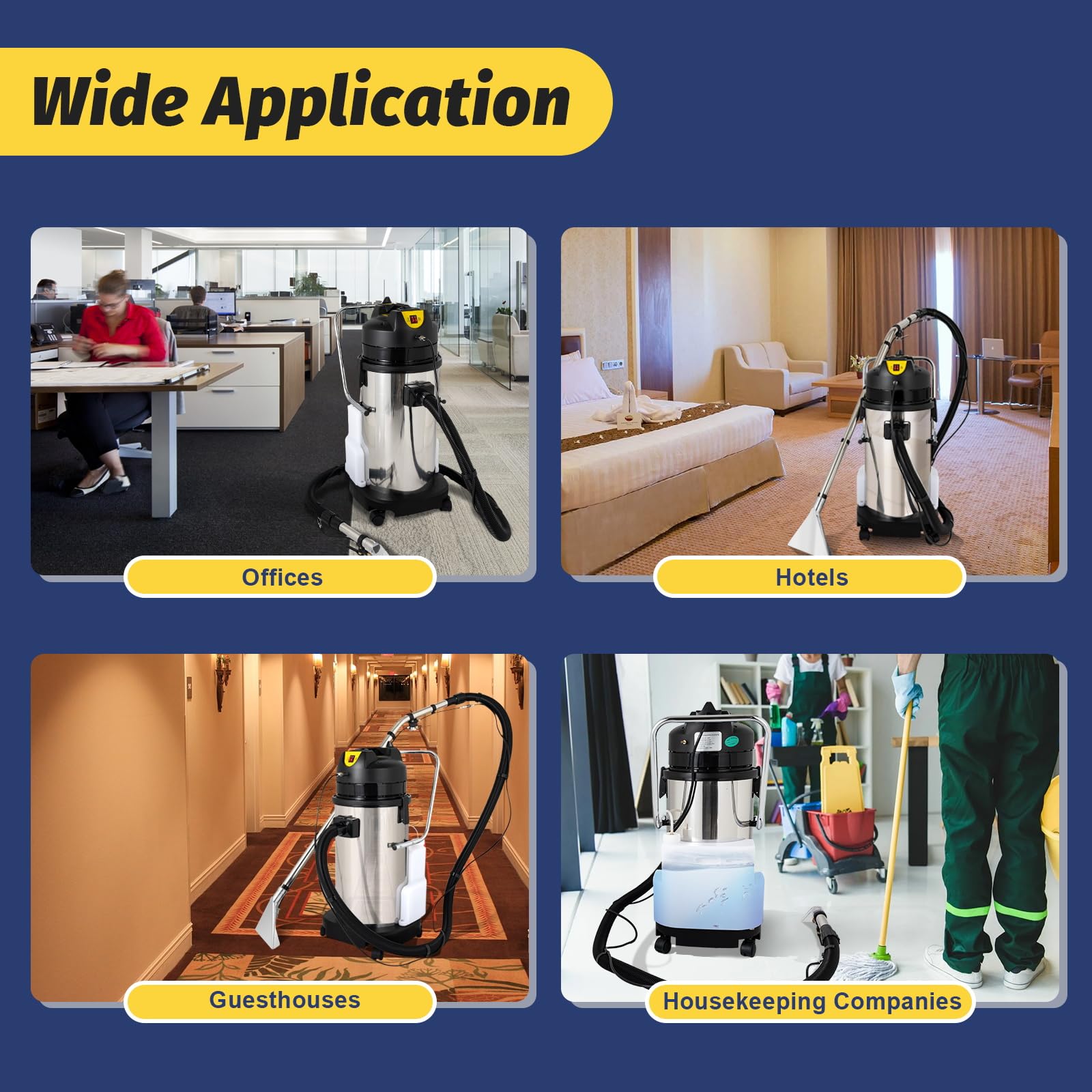 40L Commercial Carpet Cleaner Machine - 1034W Heavy Duty Wet Dry Vacuum for Sofa, Curtain, Fabric & Dust - 3-in-1 Portable Carpet Shampooer with Sprayer, Floor Brush & Extractor - Ideal for Home, Office & Commercial Cleaning