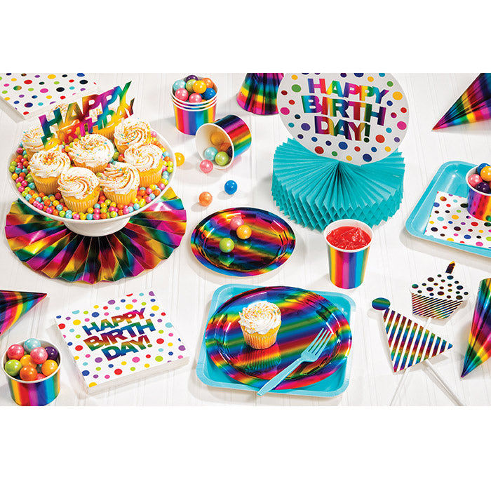 12-Piece Bulk Rainbow Foil Birthday Centerpieces for Party Decorations - Perfect for Birthday, Anniversary & Celebration Table Decor