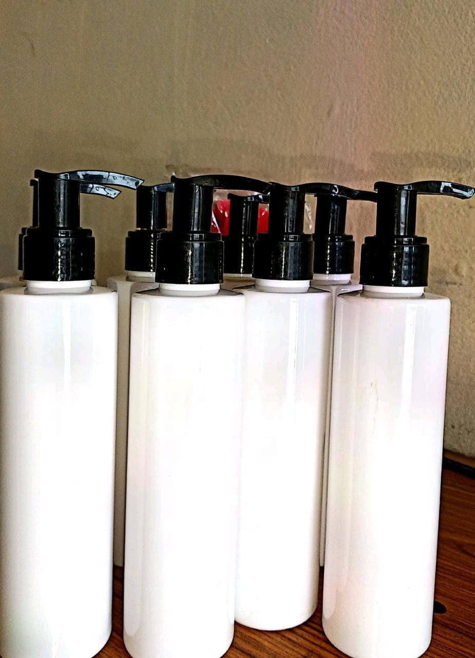 Refillable Empty Pump Bottles 200ml (8 Pack) - Portable Cosmetic Dispenser for Makeup, Skincare Lotion, Shampoo & Perfume | White Bottle with Black Pump Lid | Travel-Friendly, Salon & Home Use