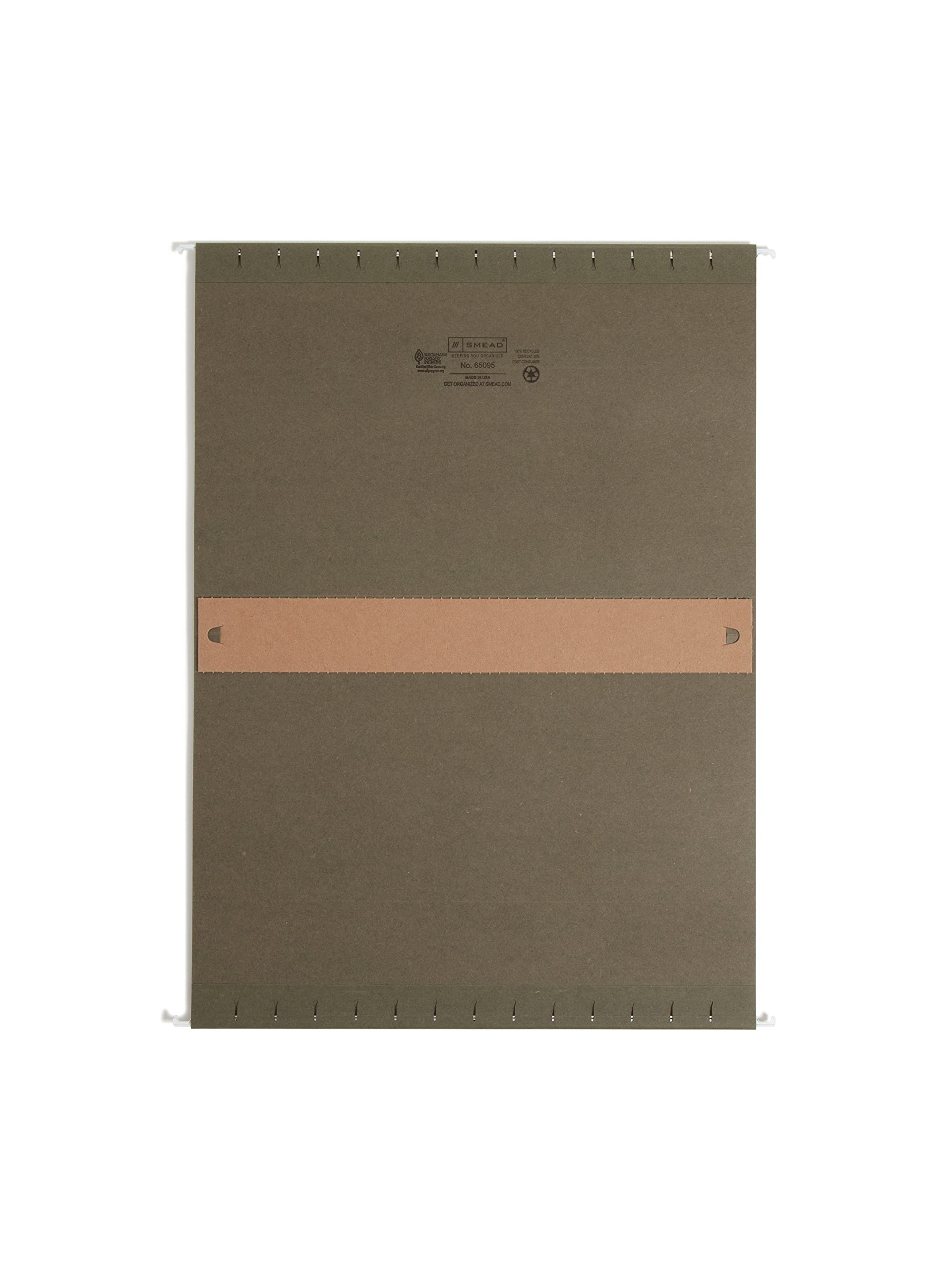 Smead 100% Recycled Box Bottom Hanging File Folders, 2 Inch Expansion, Legal Size, Green, 25-Pack (65095) - Perfect for Office Organization, Document Storage, and Filing Cabinets