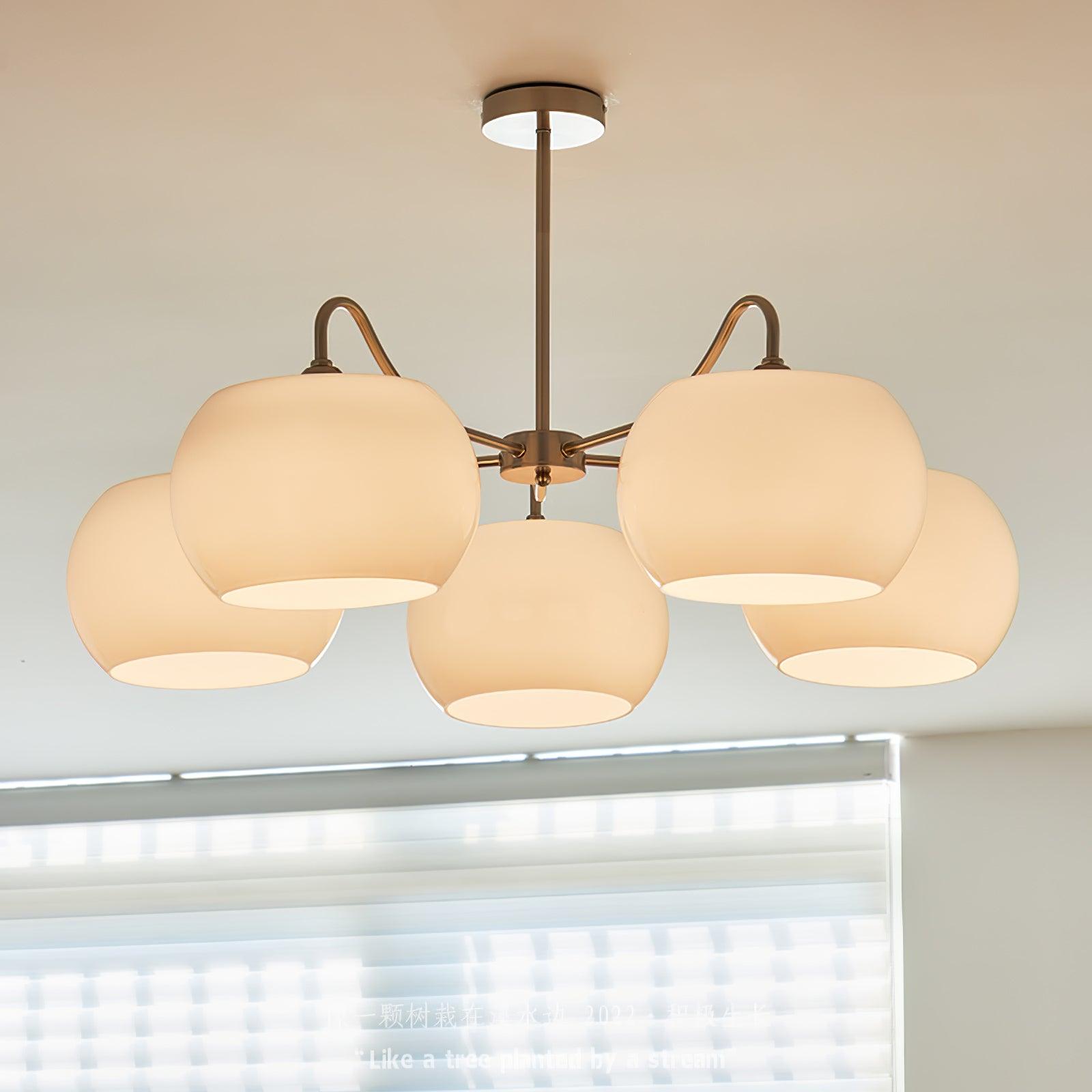 Elegant Glass Persimmon Chandelier - Modern Crystal Ceiling Light Fixture for Dining Room, Living Room & Bedroom Decor