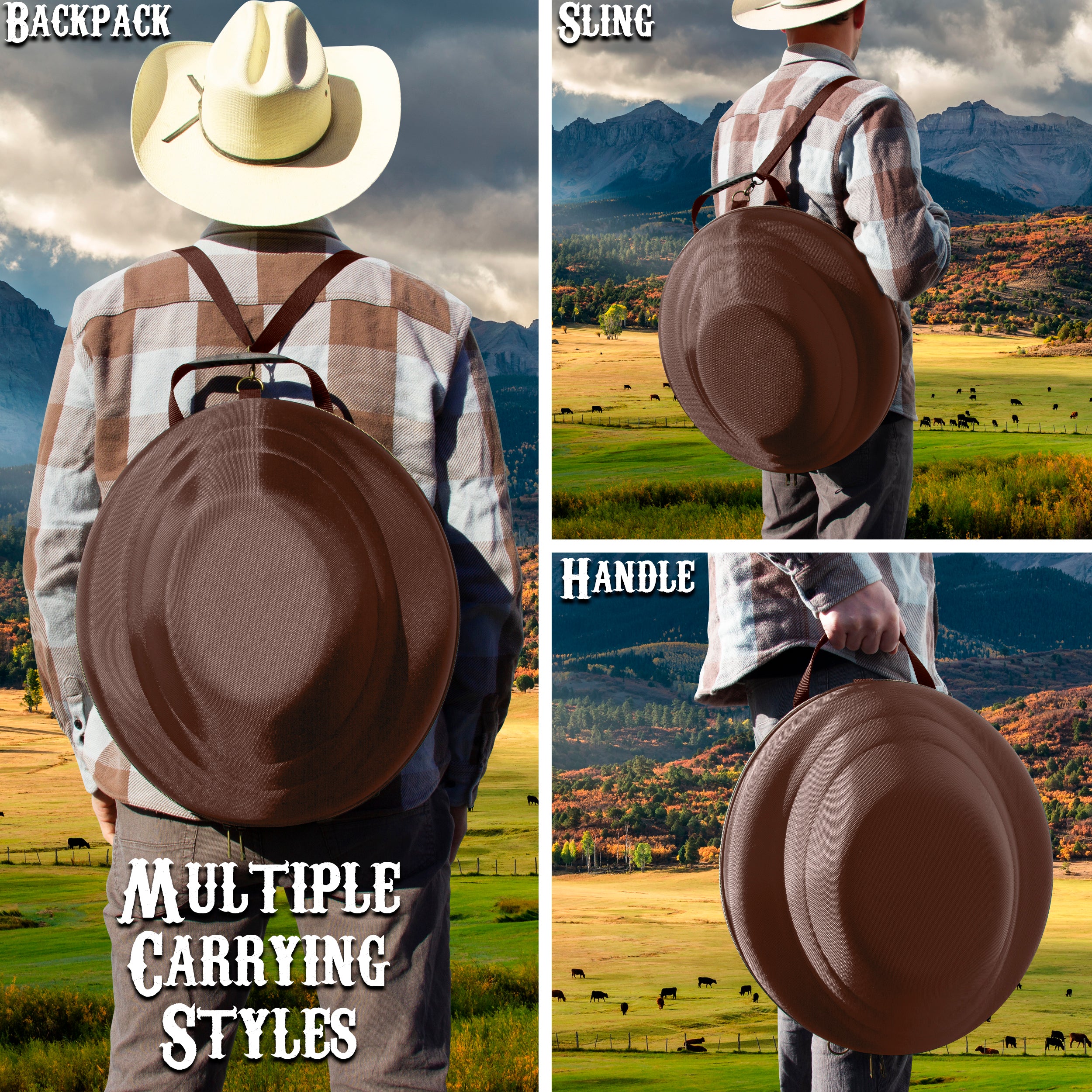 CASEMATIX Cowboy Hat Storage Box - Hard Shell Hat Case for Brims Up To 4.75