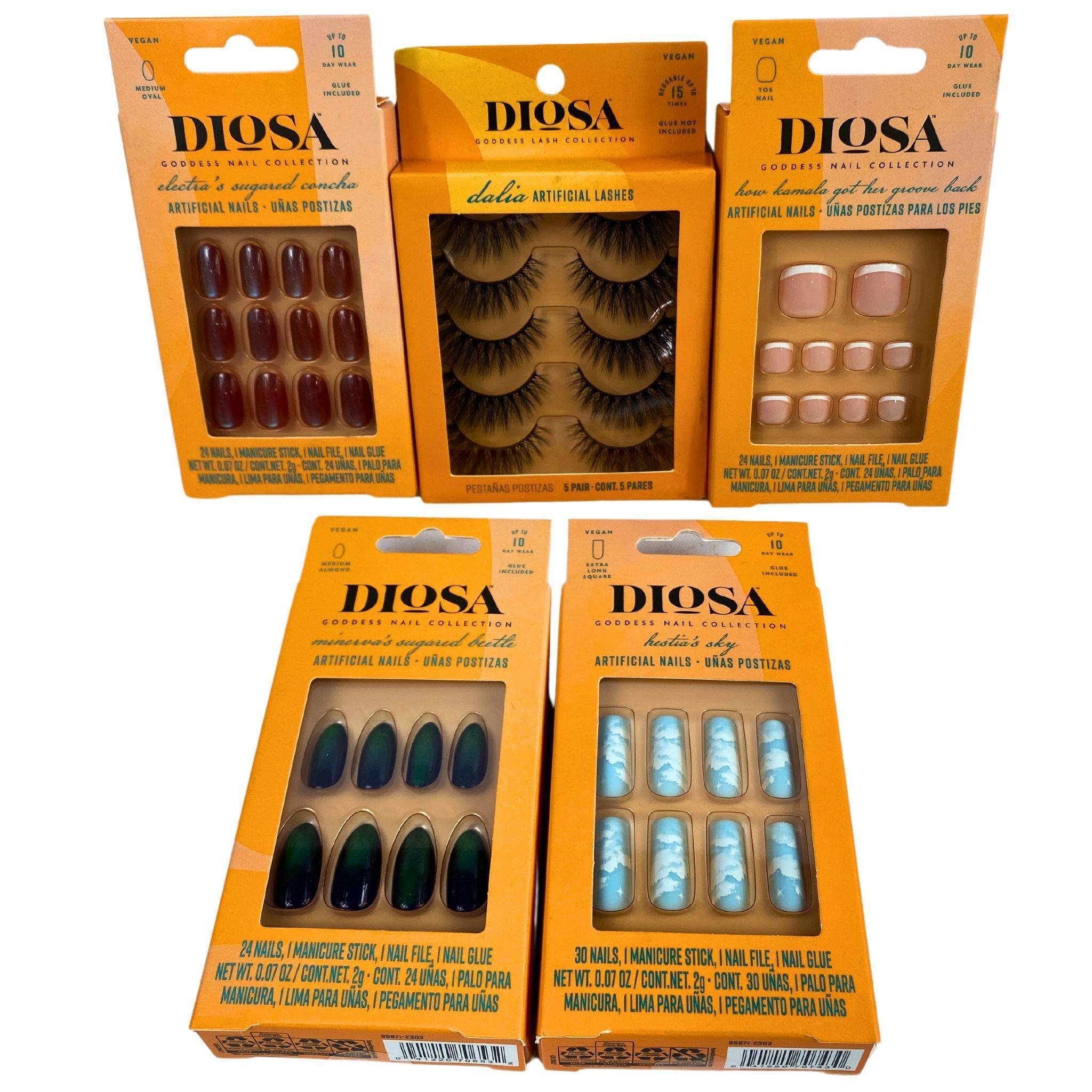 Premium 45-Piece Diosa Mix False Eyelashes & Press-On Nails Kit - Natural Look for Parties, Weddings & Special Occasions