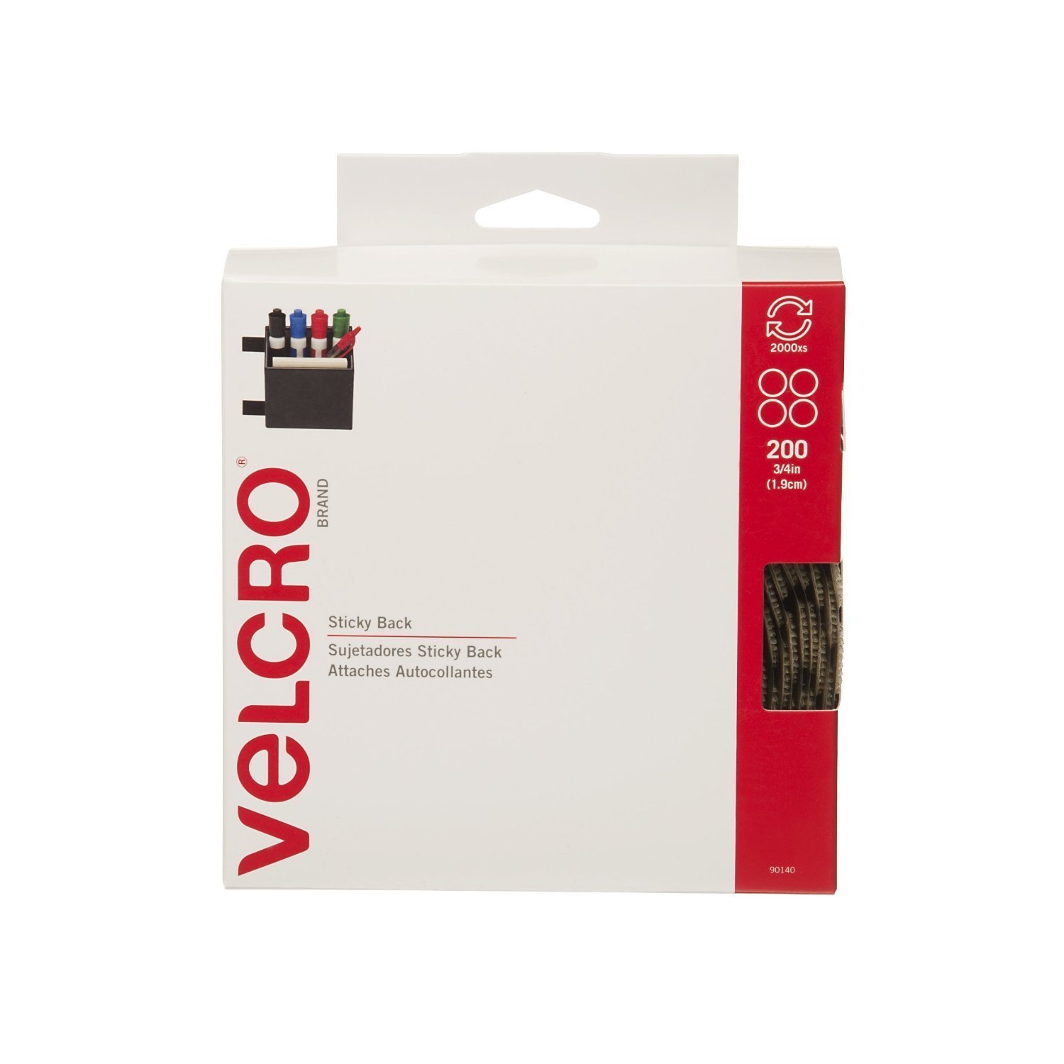 VELCRO® Brand Sticky Back Tape - 1.5 Inch x 15 Feet Heavy Duty Hook and Loop Fastener with Adhesive Backing - Perfect for Organizing Cables, DIY Crafts, and Home Office Use