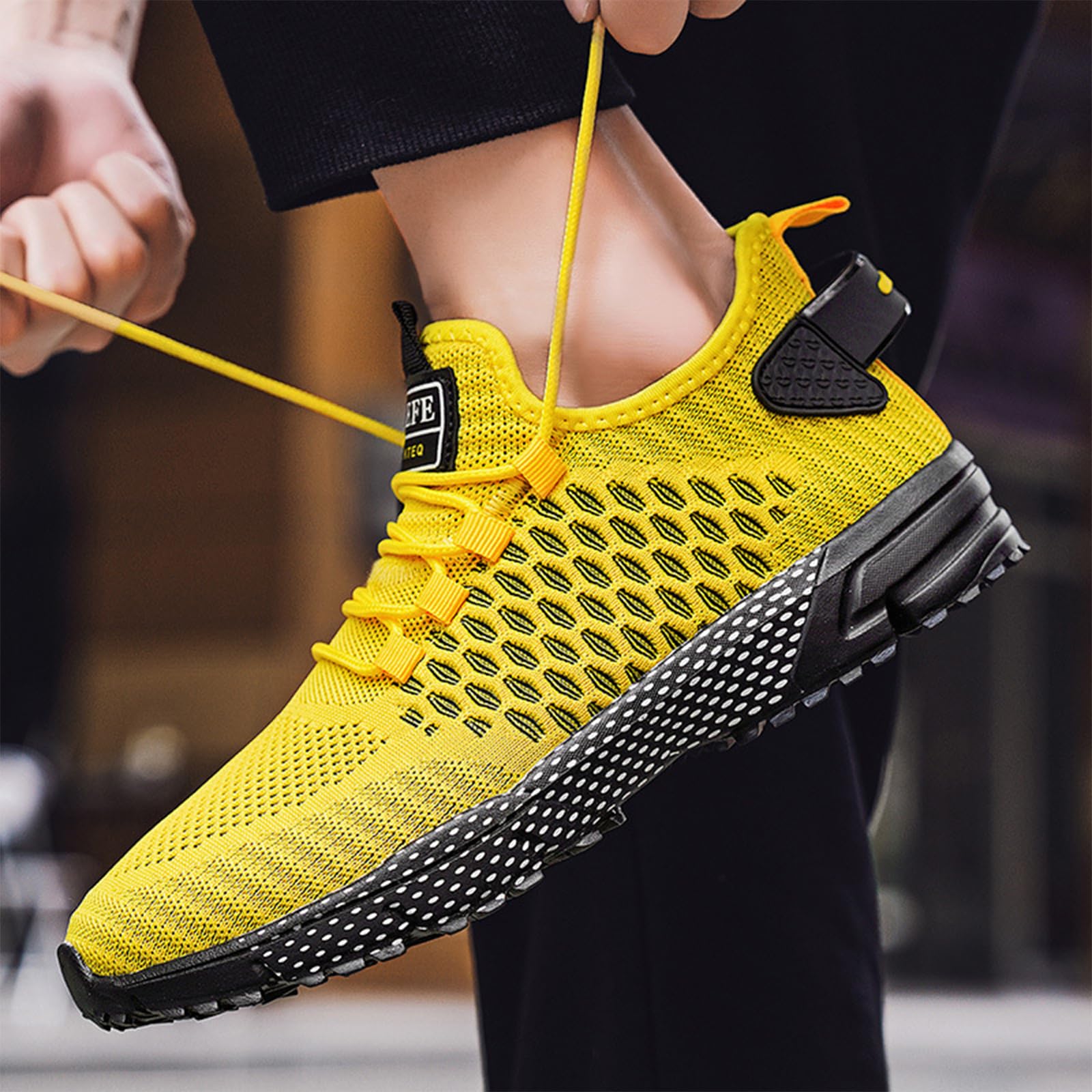Ephirebra Men's Knitted Mesh Flat Sneakers - Slip-On & Lace-Up Casual Low Top Walking Shoes | Breathable Lightweight Non-Slip Comfortable Sport Shoes for Gym, Running, Travel & Daily Wear