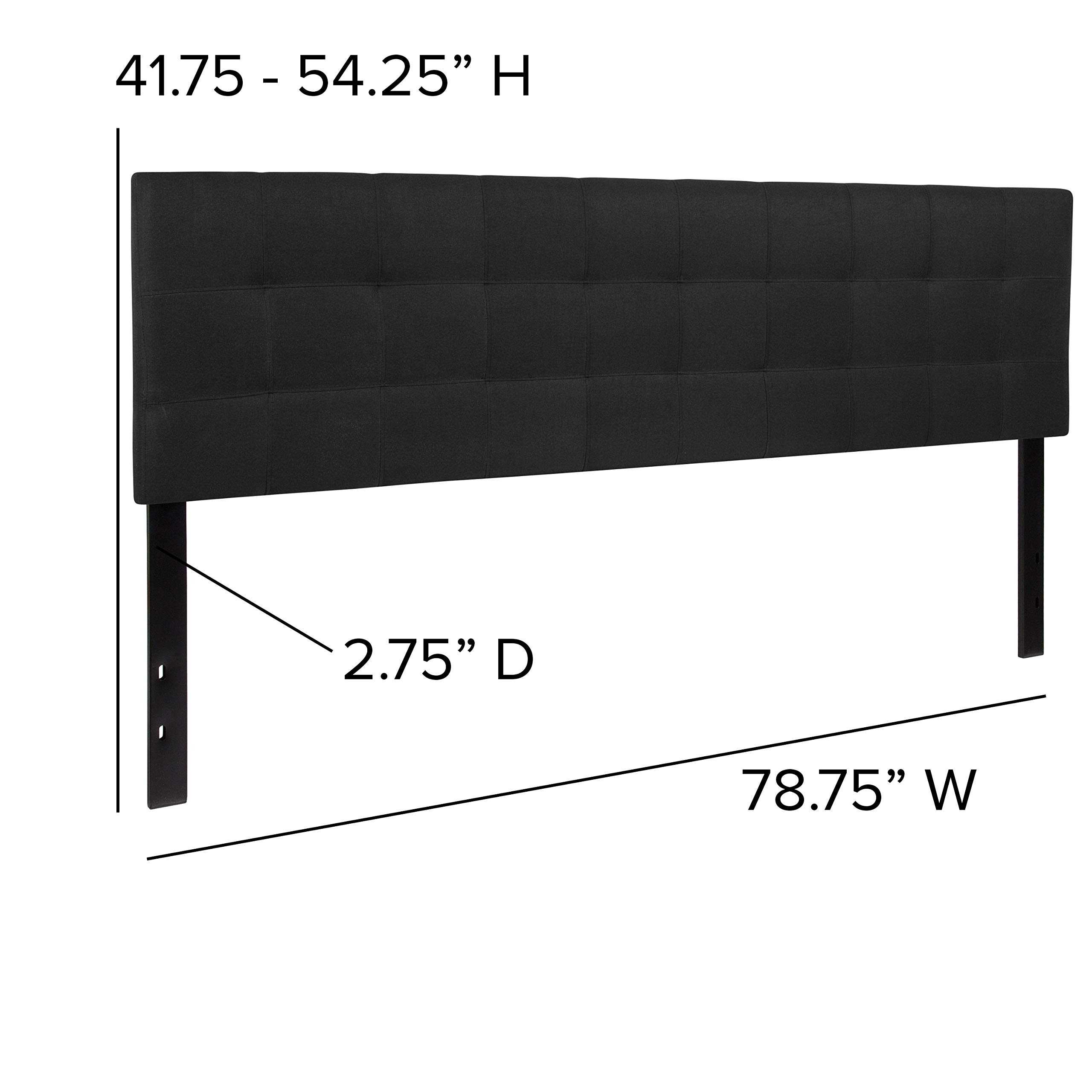Flash Furniture Bedford Tufted Upholstered King Size Headboard - Black Fabric Upholstery for Luxurious Bedroom Decor | Perfect for Master Bedrooms & Guest Rooms