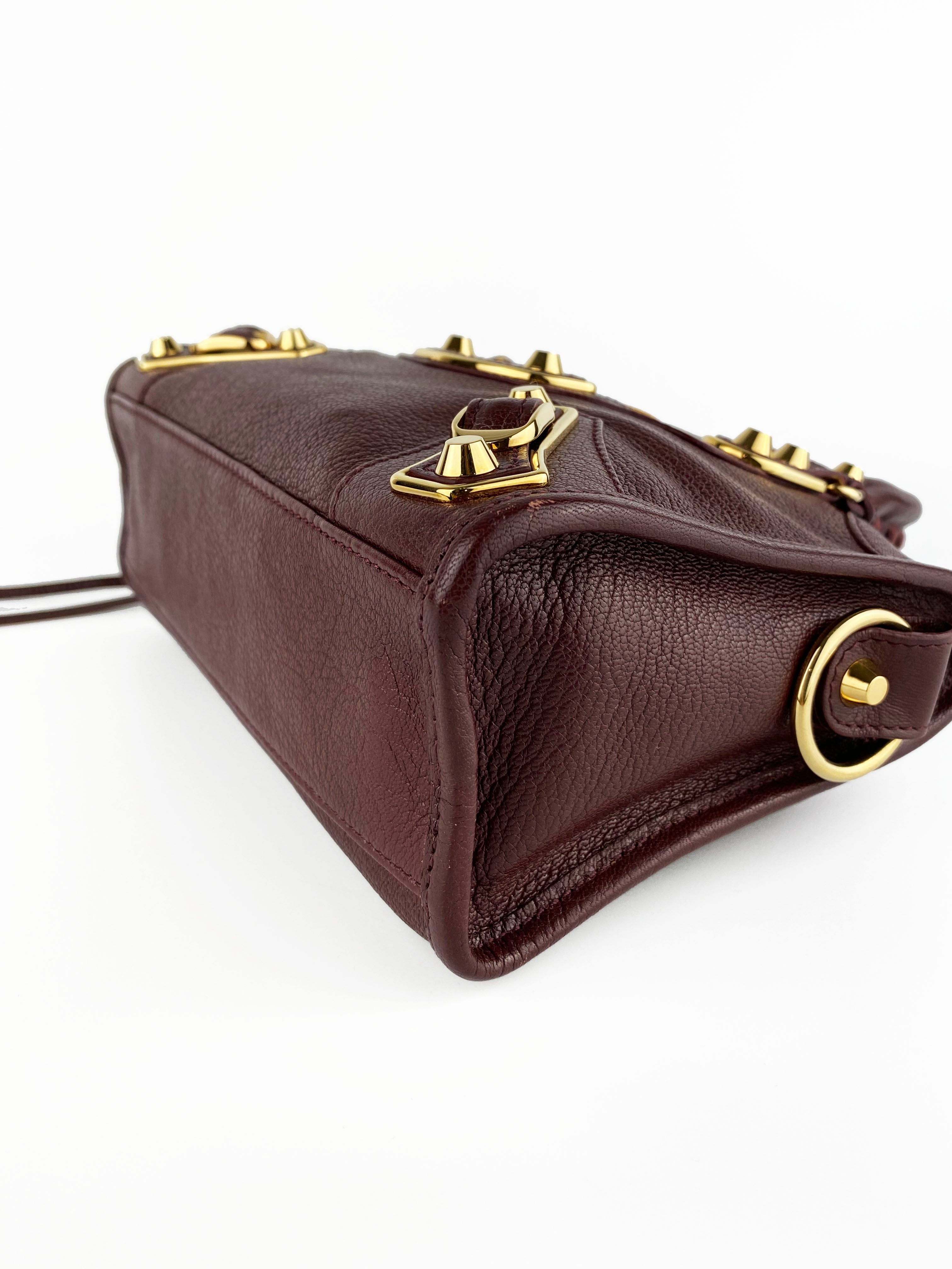 Balenciaga Burgundy Nano Classic City Bag - Stylish Crossbody Handbag for Women | Perfect for Everyday Use, Travel & Night Out