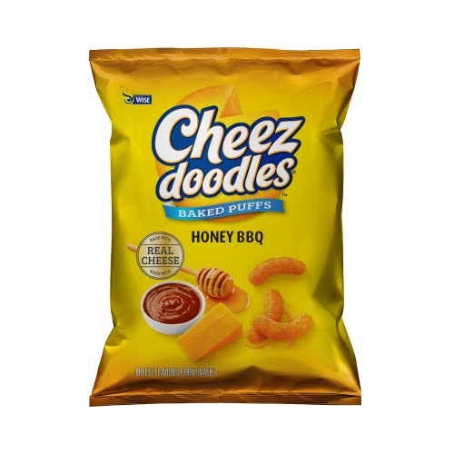 Wise Snacks Cheez Doodles Baked Puffs - Honey BBQ Flavor, 0.875oz (42 Count) | Gluten Free Snacks for Parties, School Lunches & Movie Nights | Crunchy Cheese Puffs for Kids & Adults