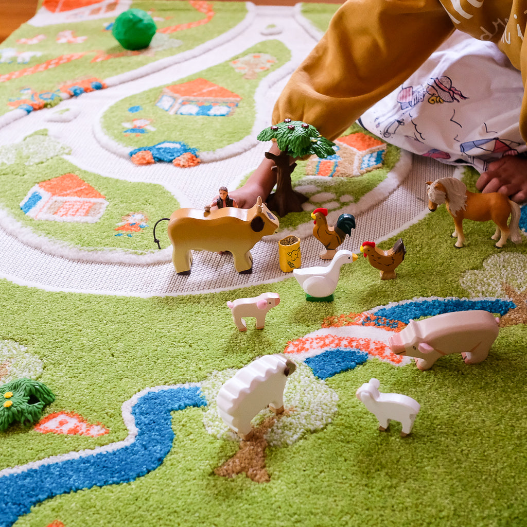 IVI Play Rug Farm Medium - Soft Non-Slip Kids Play Mat for Nursery, Playroom & Daycare - Perfect for Toddler Playtime, Learning & Floor Activities