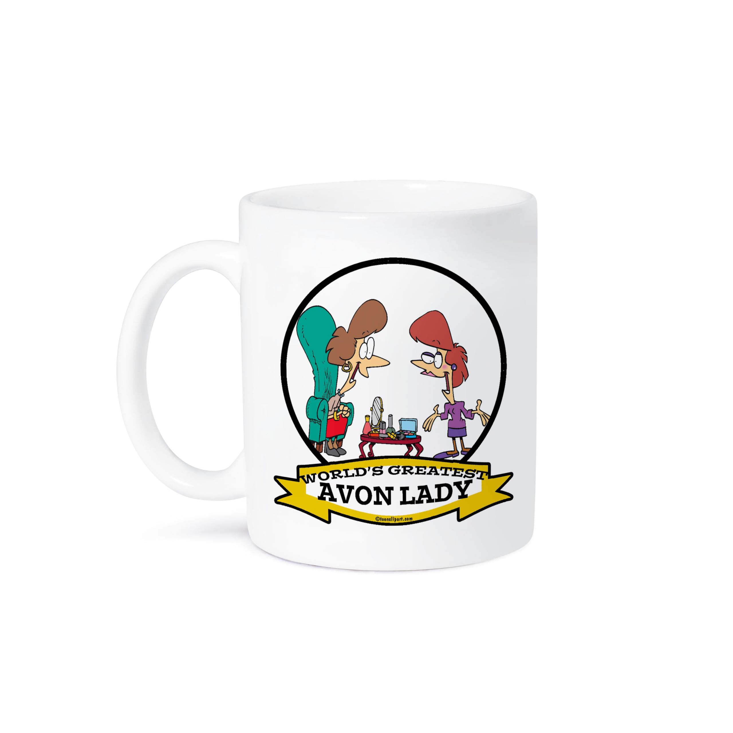 Funny 'World's Greatest Avon Lady' Cartoon Coffee Mug - 15oz Ceramic Cup - Perfect Gift for Avon Representatives & Coffee Lovers - Great for Office Use, Gag Gifts & Morning Coffee Routines