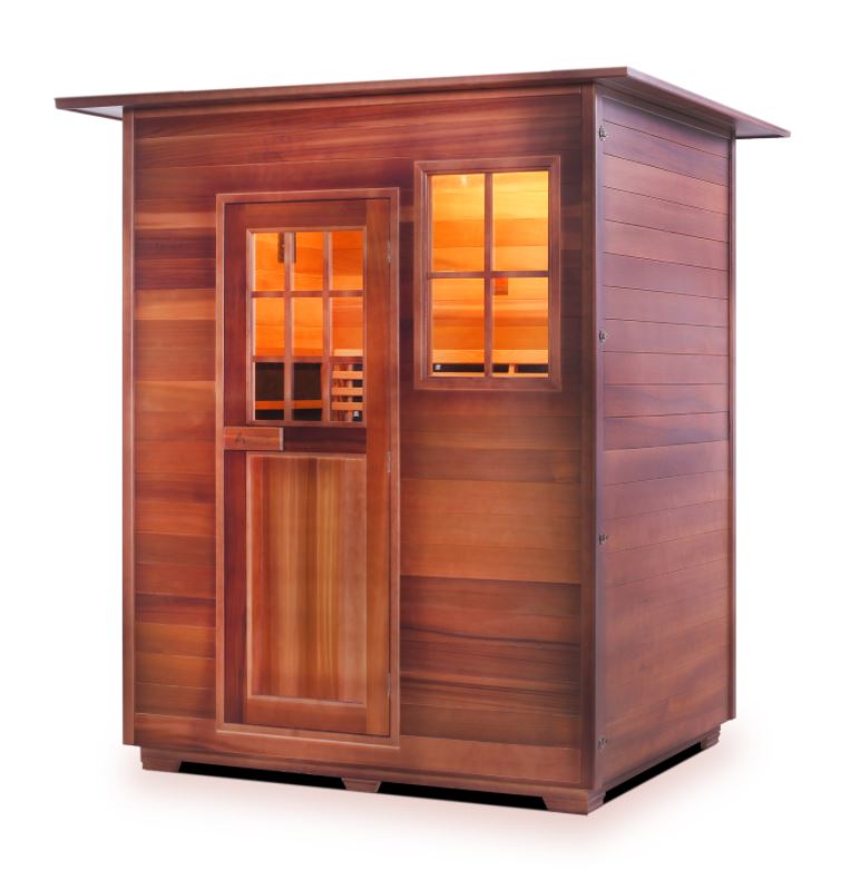 Enlighten Sauna Sierra 3-Person Full Spectrum Infrared Sauna for Indoor & Outdoor Use - Relaxation, Detox & Muscle Recovery at Home or Backyard