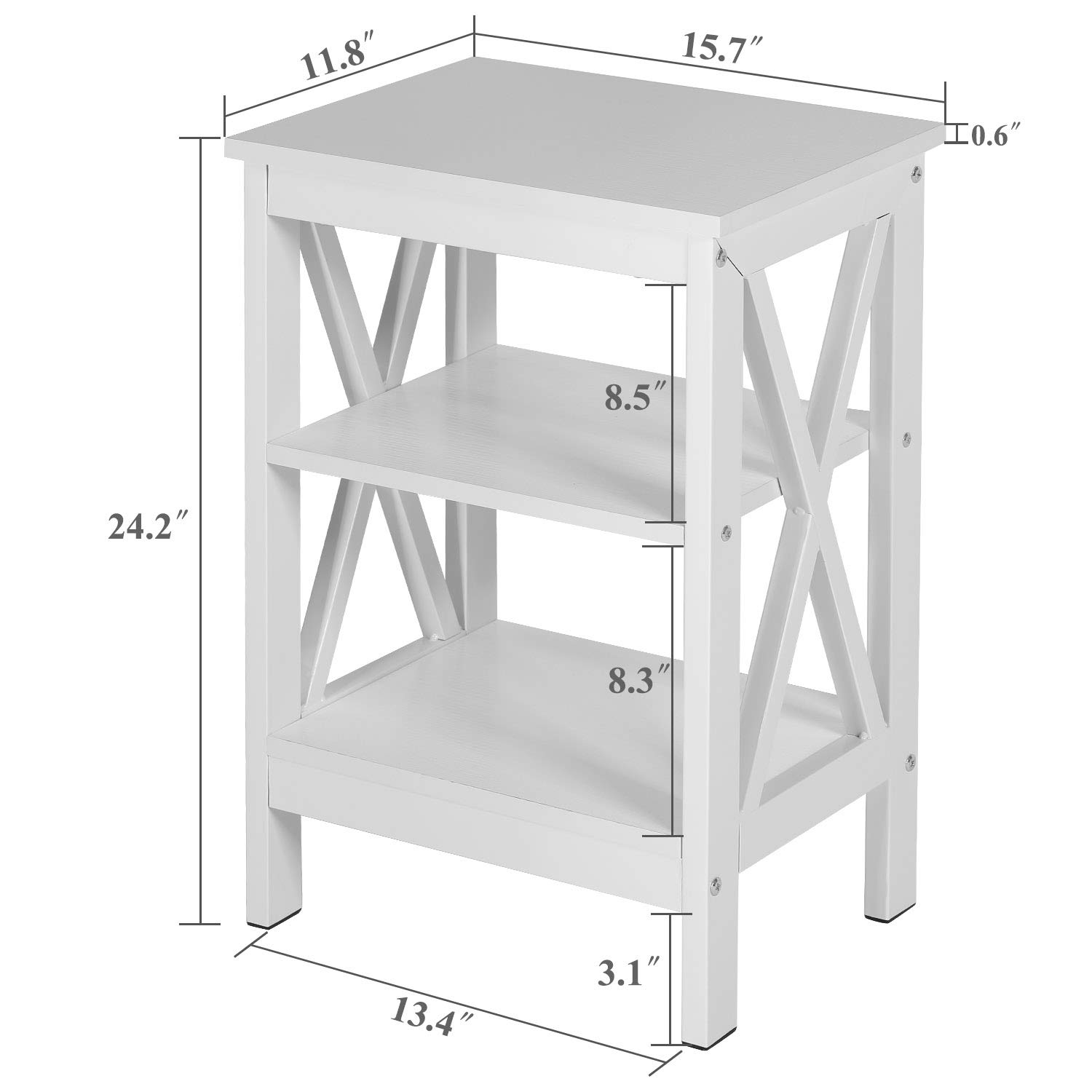 VECELO End Table with Storage Shelf - Nightstand for Bedroom, Side Table for Living Room - Compact Furniture with Shelves for Home Decor, Books, and Lamps