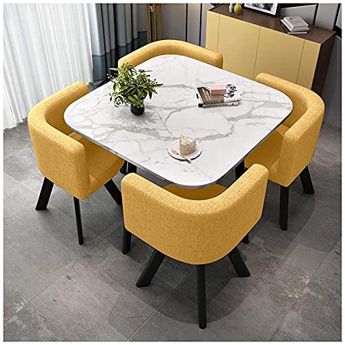 Luxury Marble Dining Table and Chair Set - 4-Piece Modern Kitchen & Living Room Furniture for Small Spaces, Balcony, or Coffee Table Use - Elegant Home Decor for Dining & Entertaining