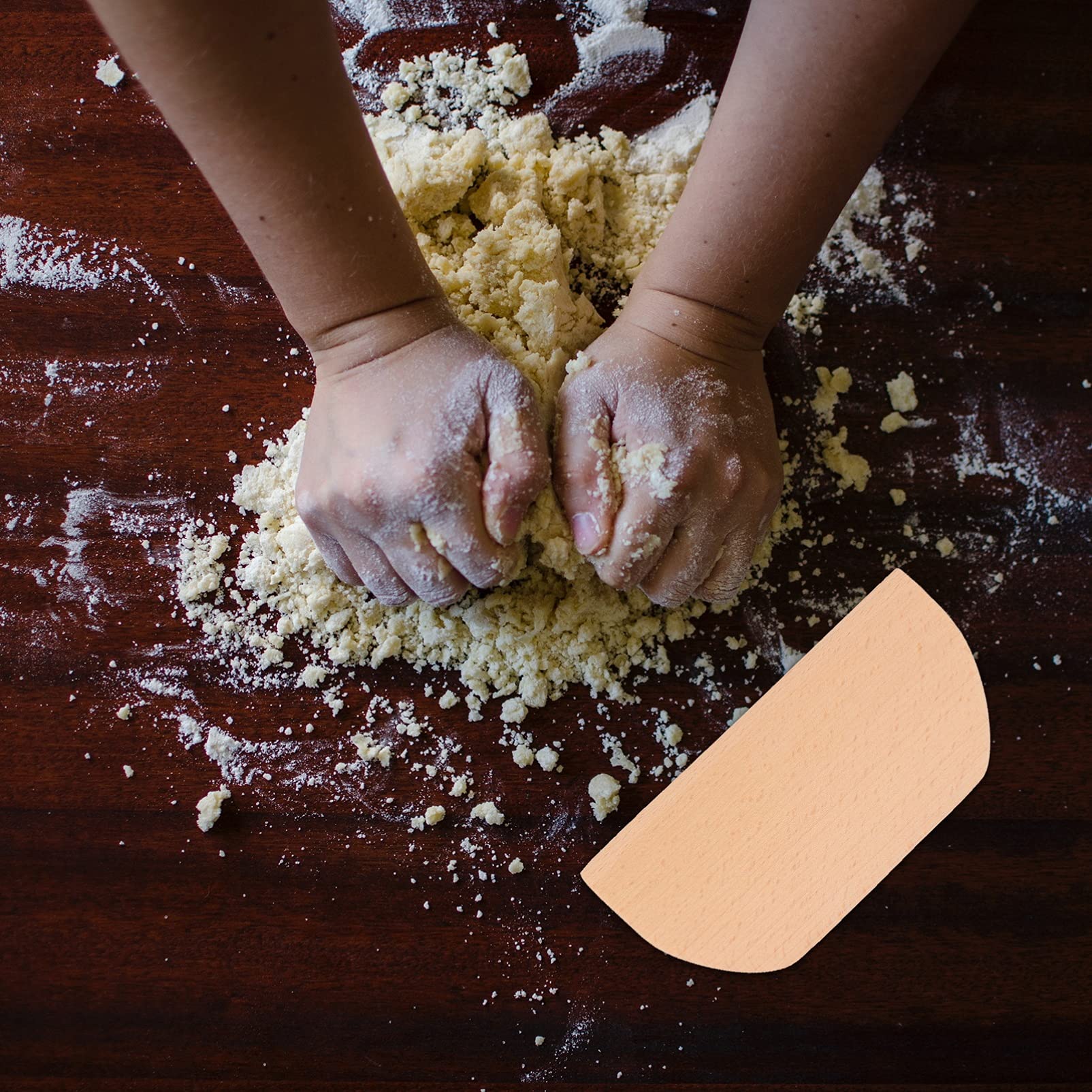 Premium Hemoton Multipurpose Wooden Bench Scraper - Dough Cutter, Cream Scraper & Kitchen Tool (1-Piece) - Perfect for Baking, Cooking & DIY Crafts