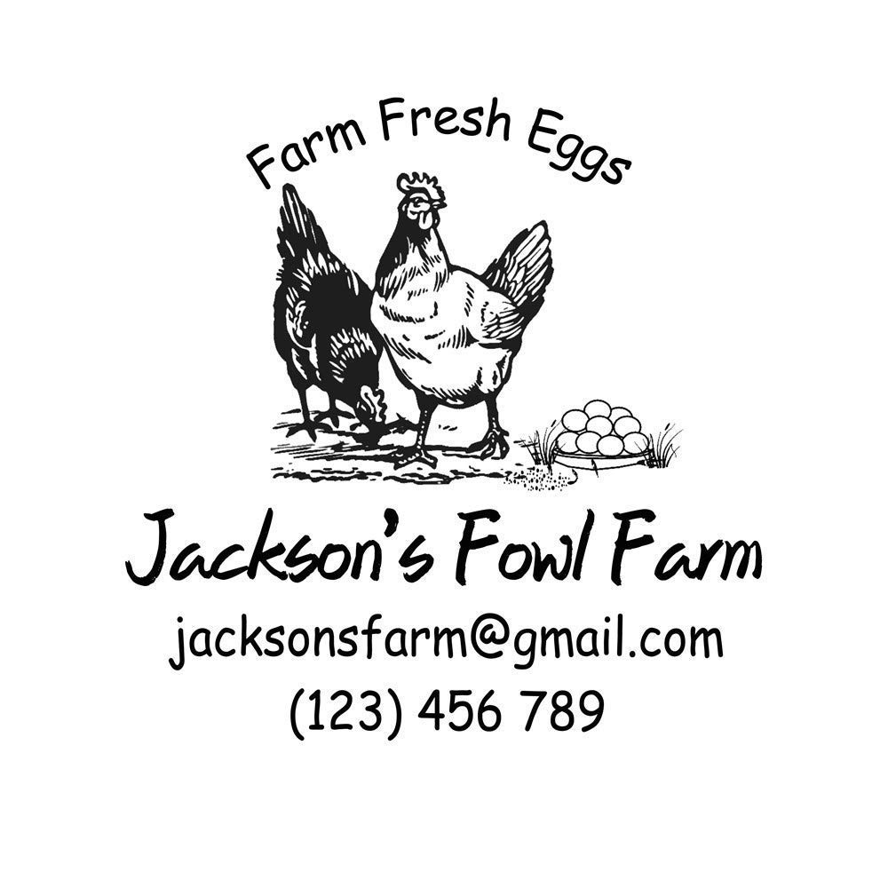 Custom Self-Inking Rubber Stamp - Farm Fresh Eggs & Hen Chicken Design for Business, Packaging & Labeling | Perfect for Egg Cartons, Farm Products & Food Packaging