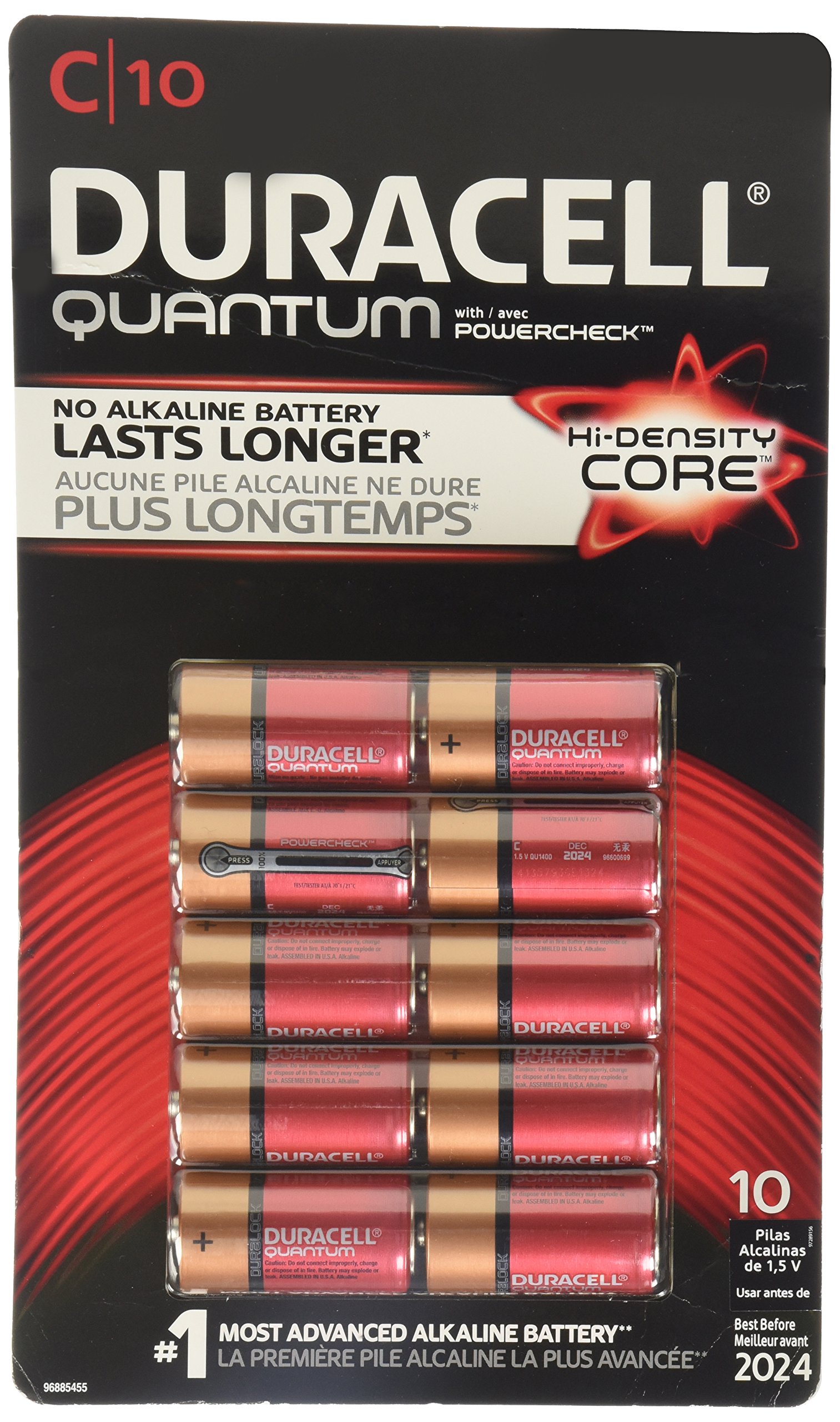 Duracell Quantum C Alkaline Batteries 10 Pack - Long Lasting Power for Toys, Flashlights & Electronics - AA Batteries for High Drain Devices