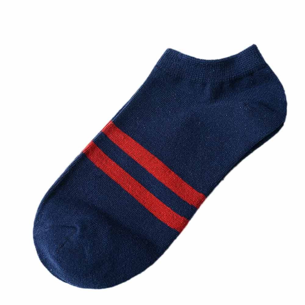 1 Pair Unisex Comfortable Striped Cotton Sock Slippers - Non-Slip Short Ankle Compression Socks for Home, Office & Travel