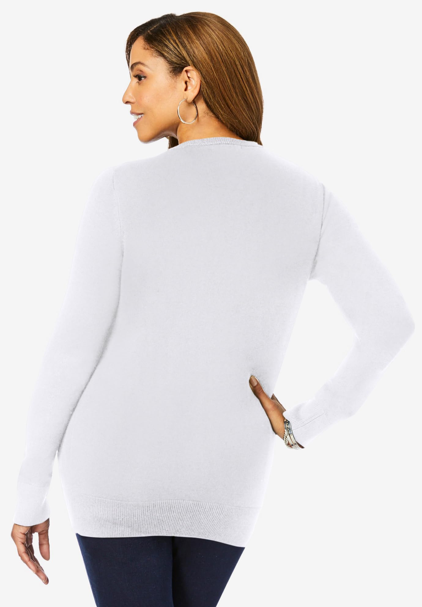 Jessica London Women's Plus Size Fine Gauge Cardigan Sweater - Soft Lightweight Open Front Long Sleeve Wrap for Office, Casual & Layering Outfits