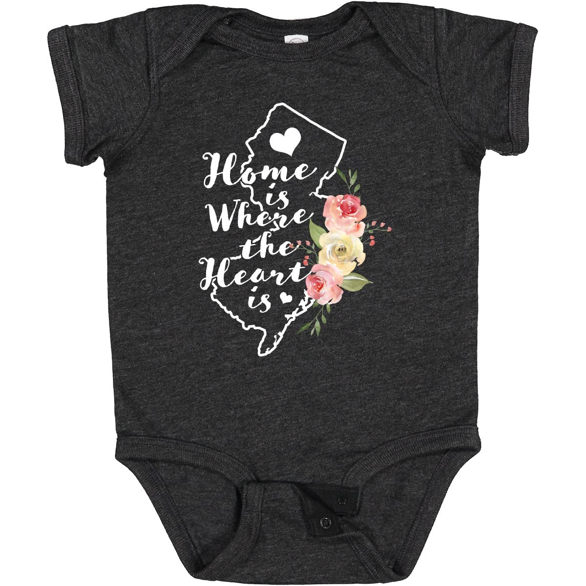 Inktastic New Jersey Home is Where The Heart is Watercolor Baby Bodysuit - Soft Cotton Onesie for Infants, Cute NJ State Themed Outfit for Newborns & Toddlers - Perfect for Family Photos, Holidays & Everyday Wear