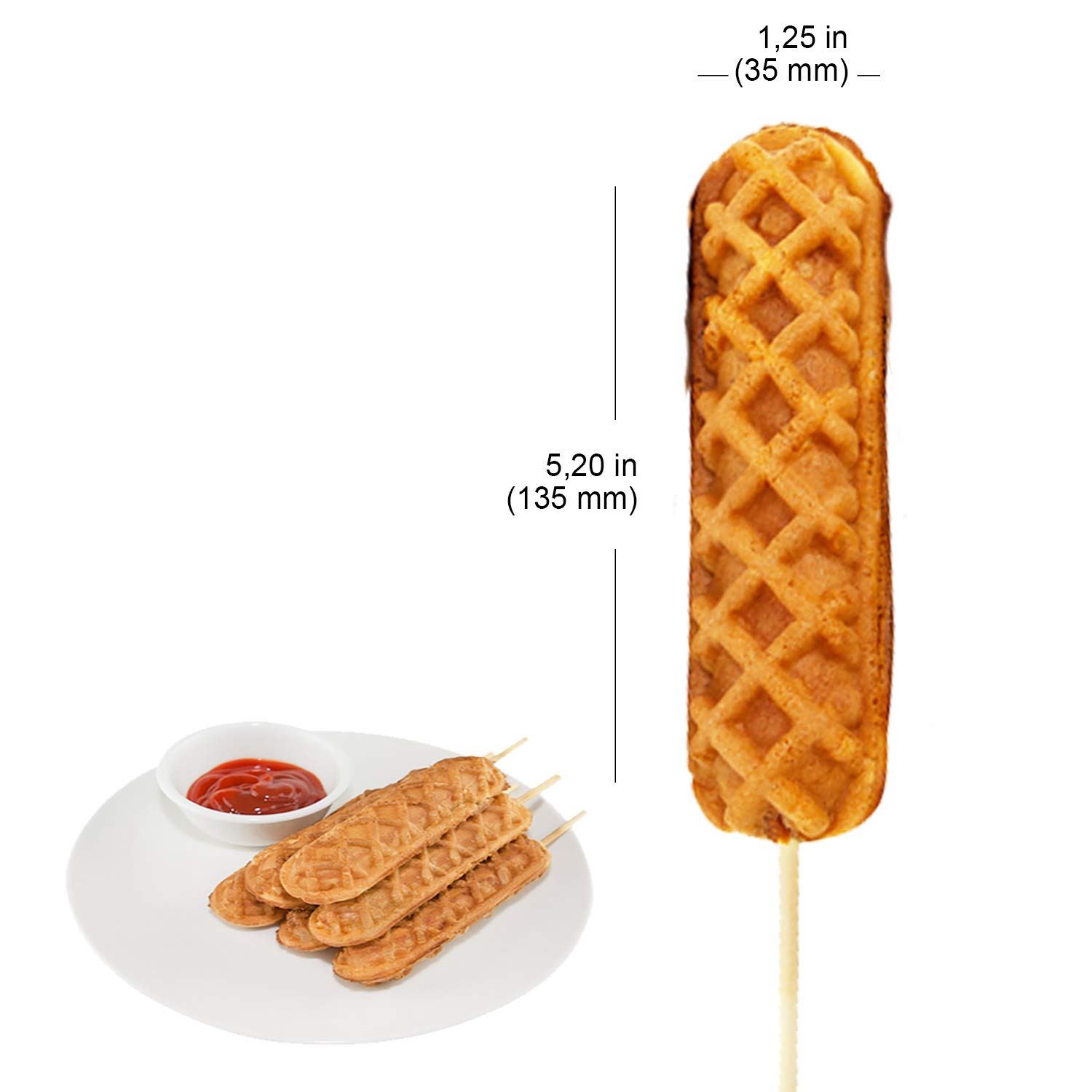 ALDKitchen 110V Commercial Waffle on a Stick Maker - 4 Stainless Steel Sticks for Ice Cream, Desserts & Party Snacks - Perfect for Food Trucks, Cafes & Home Use