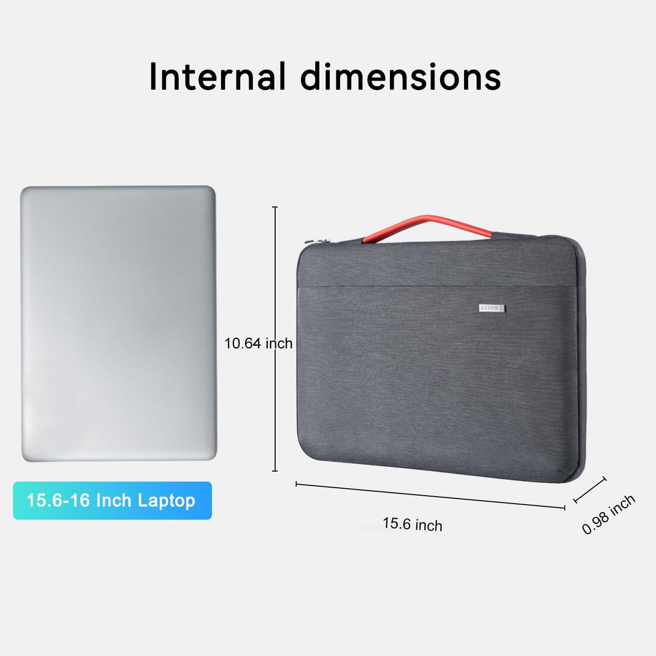 LANDICI 15.6-16 Inch Laptop Sleeve Case - 360° Protective Padded Neoprene Cover for MacBook Air 15, MacBook Pro 15/16 (2021), Dell, Lenovo, HP, Acer, Samsung Notebooks - Water Resistant & Shockproof Grey Computer Bag for Work, School & Travel