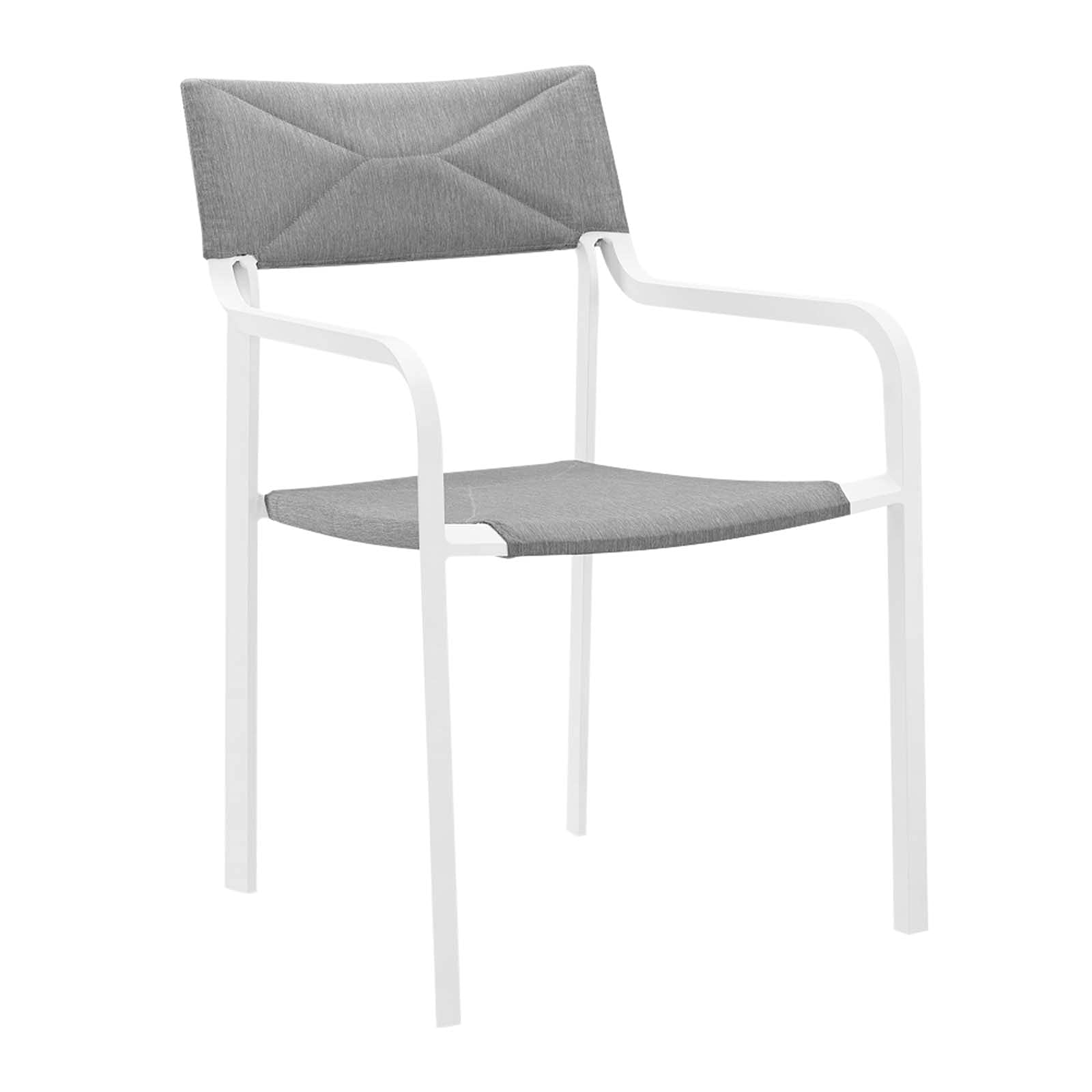 Modway EEI-3962-WHI-GRY Raleigh Lounge & Deep Seating Set - 2 Piece White Gray Modern Dining Armchairs for Patio, Living Room & Outdoor Relaxation