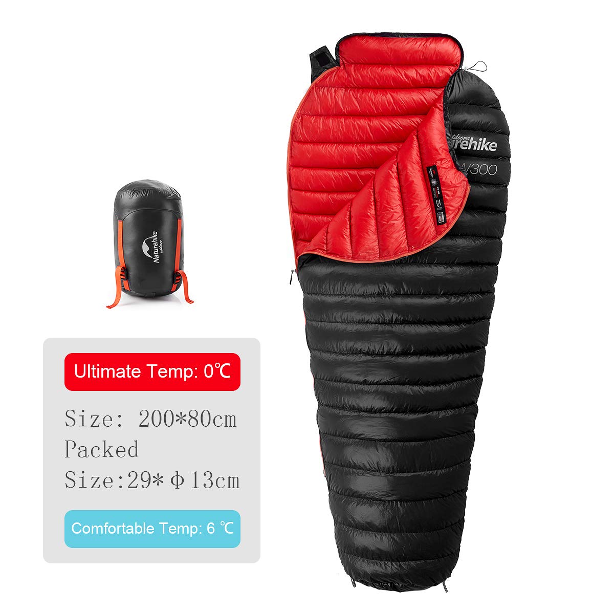 Naturehike 0 Degree Mummy Goose Down Sleeping Bag - Ultralight & Compact for Adults - Perfect for Winter Camping, Hiking, Backpacking & Cold Weather Adventures