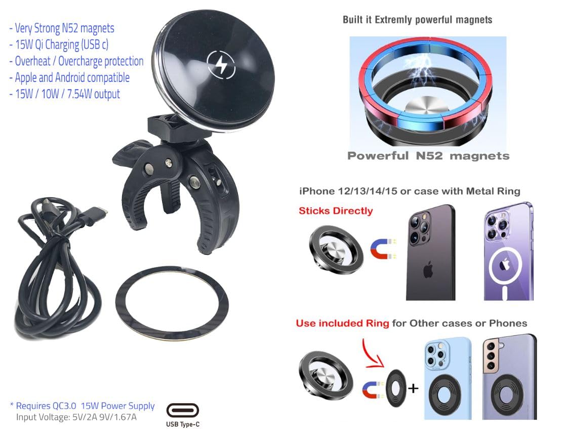15W Qi Fast Wireless Charger & Phone Mount for Ford Bronco (2021-2025) | Center Console Car Accessory | Perfect for Road Trips & Daily Commutes