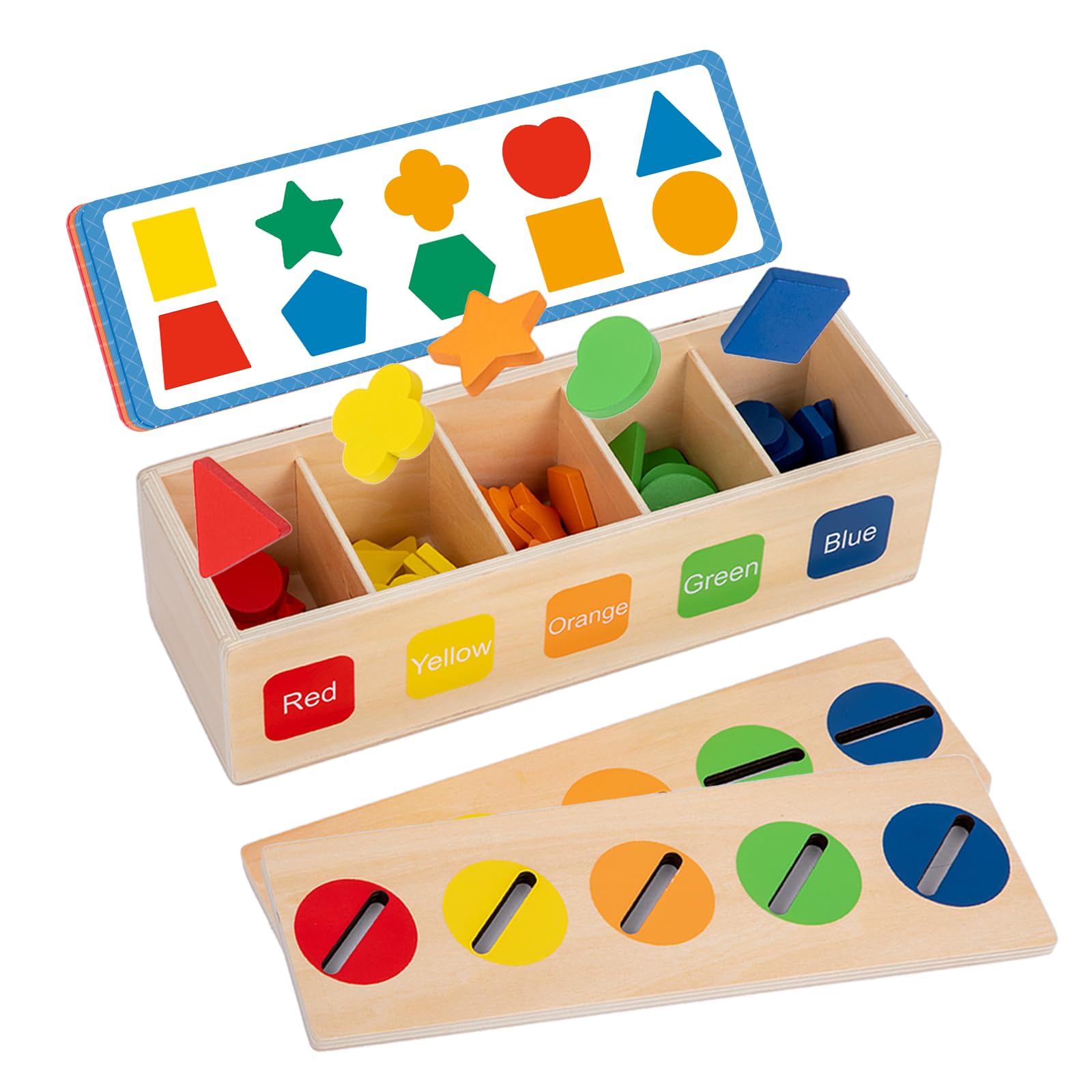 Wooden Shape Sorter & Color Matching Montessori Toys for 2-3 Year Olds - 10 Geometric Shapes Learning Sorting Game for Fine Motor Skills Development | Early Childhood Educational Toy for Toddlers | Perfect for Homeschooling & Preschool Classroom Activities