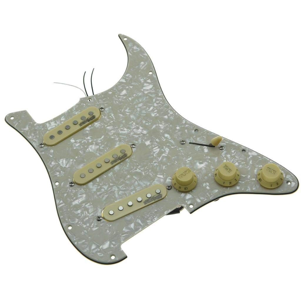 KAISH Aged Pearl Prewired Electric Guitar Pickguard with Wilkinson Pickups - Compatible with USA/Mexico Fender Stratocaster - Perfect for Vintage Tone Upgrade & Stage Performance