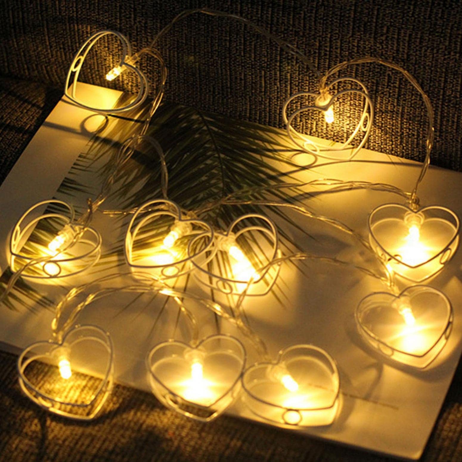 10 Pack Warm White LED String Lights - 64.96 Inch Long Rustic Iron Love Shape Fairy Lights for DIY Party Decor, Wedding, Easter, Mother's Day Gifts - Perfect for Bedroom, Garden, Patio & Holiday Lighting