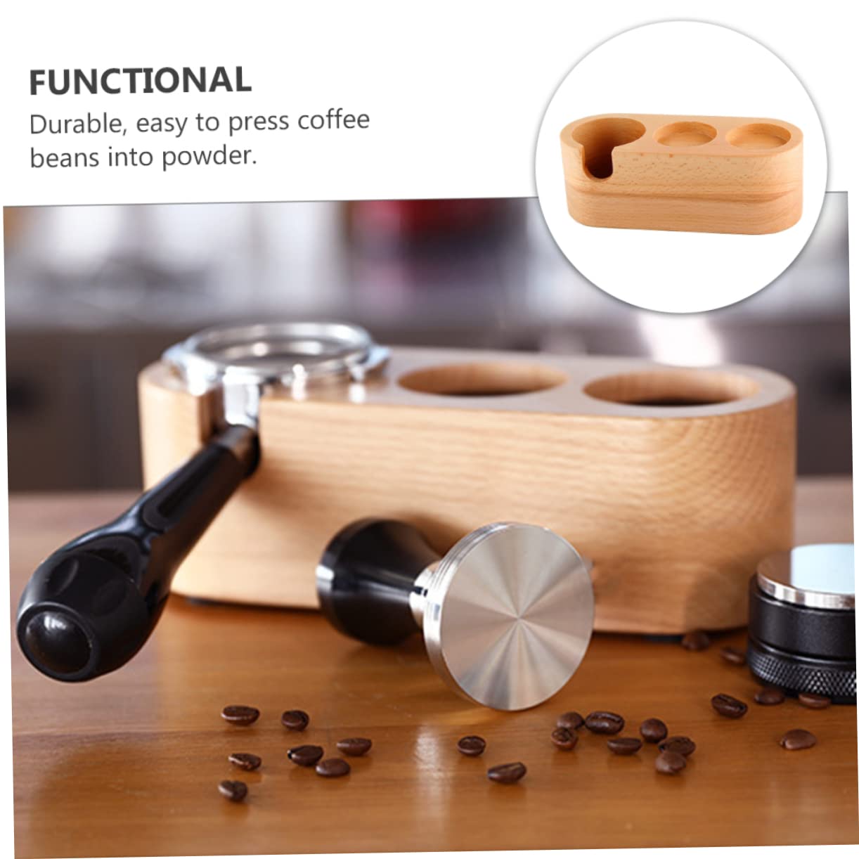 Premium Espresso Coffee Distributor & Tamper Station - Beech Wood Tamping Mat for Espresso Machines - Perfect for Baristas & Home Brewing - Ideal for Coffee Shops, Home Kitchens & Professional Use