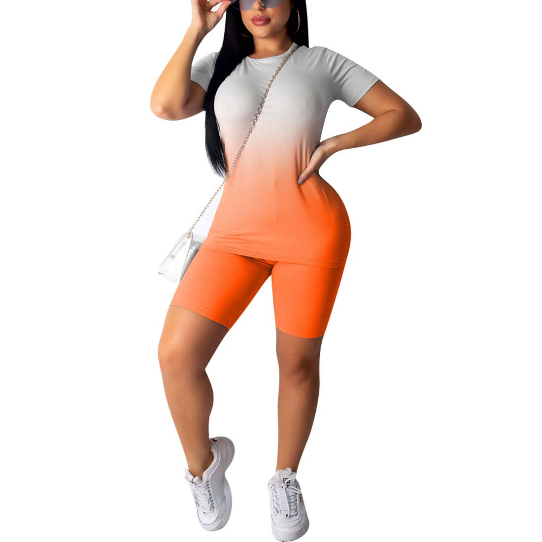 Nimsruc Women's 2 Piece Outfits Summer Casual Print Bodycon Shorts Pant Set - Stylish Matching Outfit for Beach, Vacation & Streetwear Fashion