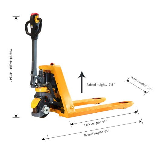 Apollolift A1034 Electric Hydraulic Lithium Pallet Jack - 3300 lbs Capacity, 48