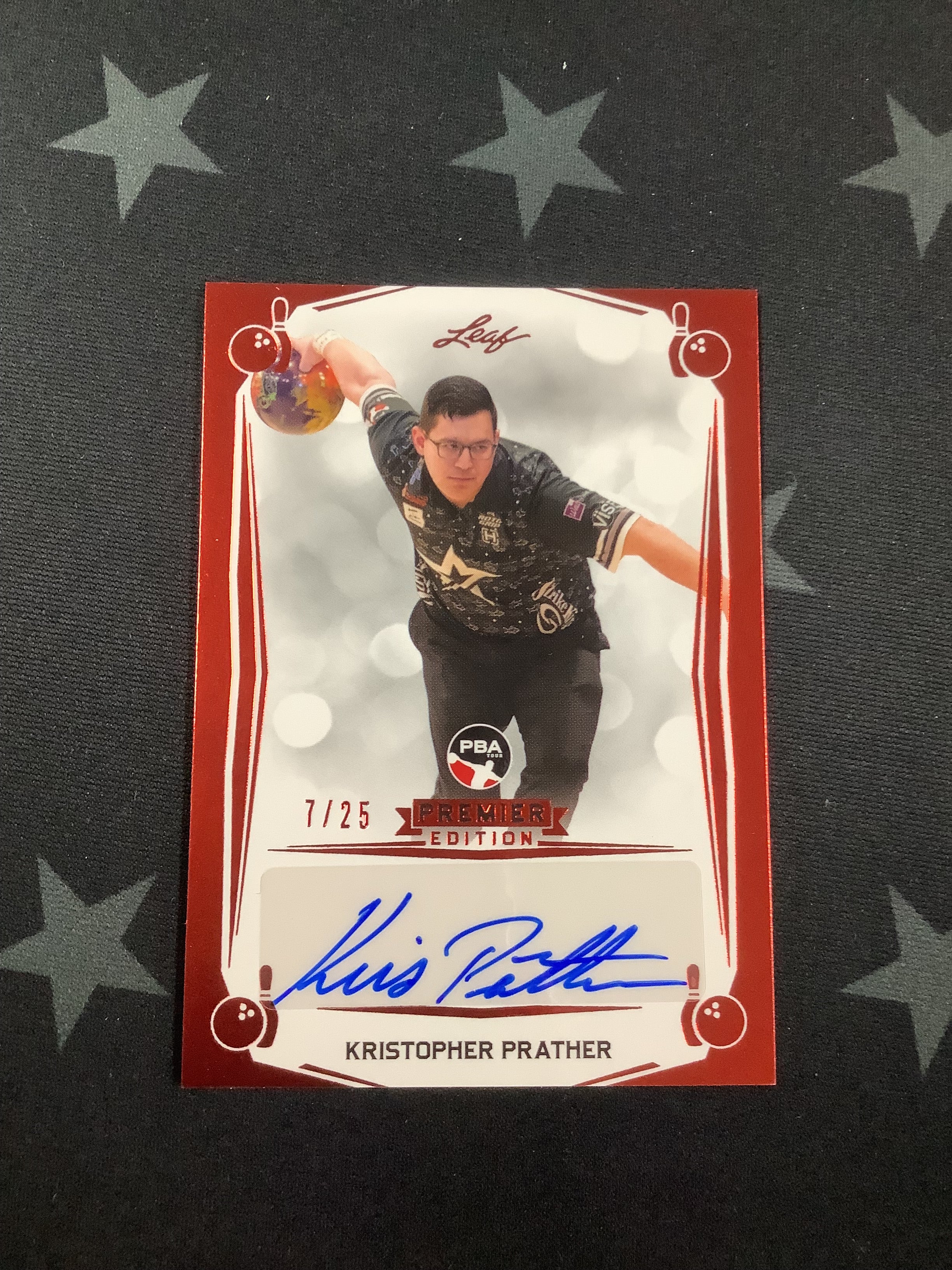 2023 LEAF PREMIER EDITION PBA KRISTOPHER PRATHER AUTO RED #7/25 - Limited Edition Bowling Trading Card - Perfect for Collectors and Sports Memorabilia Enthusiasts