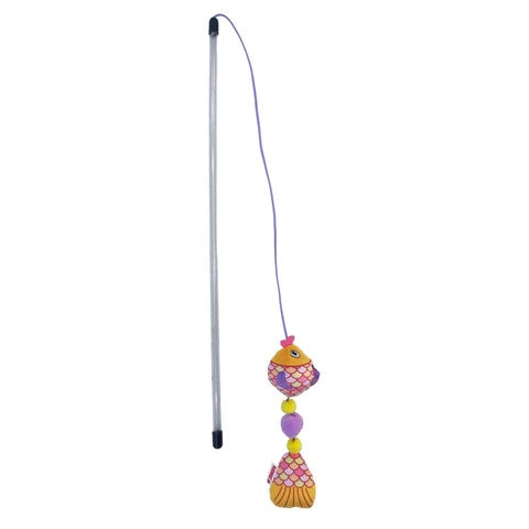 Interactive Scrattles Fish Cat Toy - Fun Teaser Wand with Feathers & Bell for Indoor Play - Best Kitten & Adult Cat Toy for Exercise & Bonding - Perfect for Playtime, Training & Stimulation