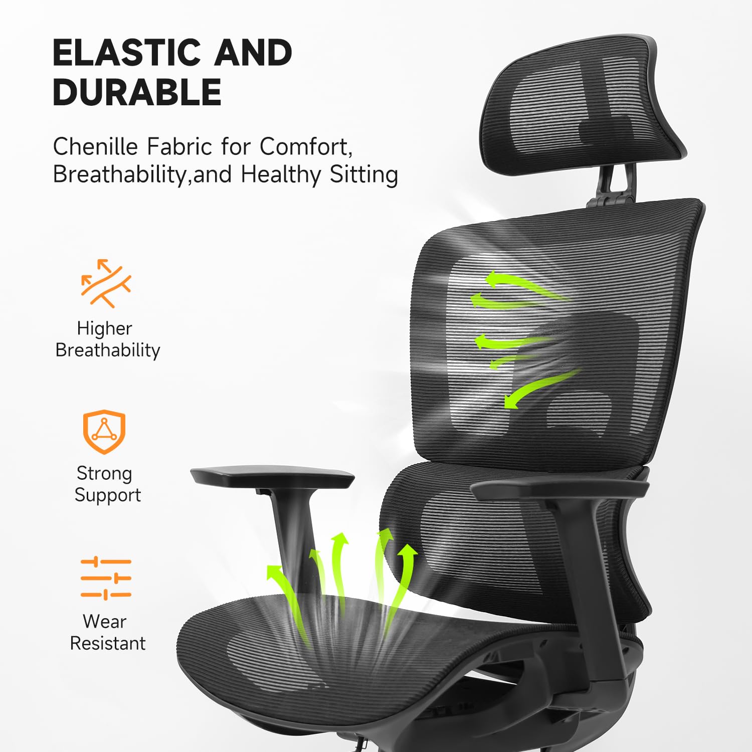 Premium Ergonomic Office Chair for Big & Tall - Heavy Duty 400Lbs Capacity, Adjustable High Back Computer Desk Chair for Gaming & Work - Ideal for Large Professionals & Long Hours Sitting (6'5