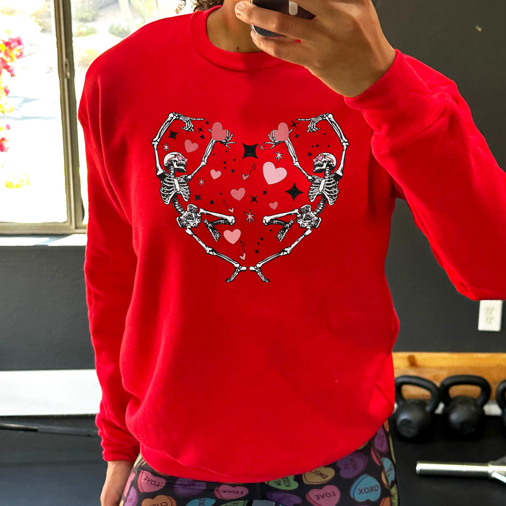 Skeletons Heart Crew Neck T-Shirt - Gothic Halloween Graphic Tee for Men & Women | Perfect for Halloween Parties, Casual Wear & Street Fashion