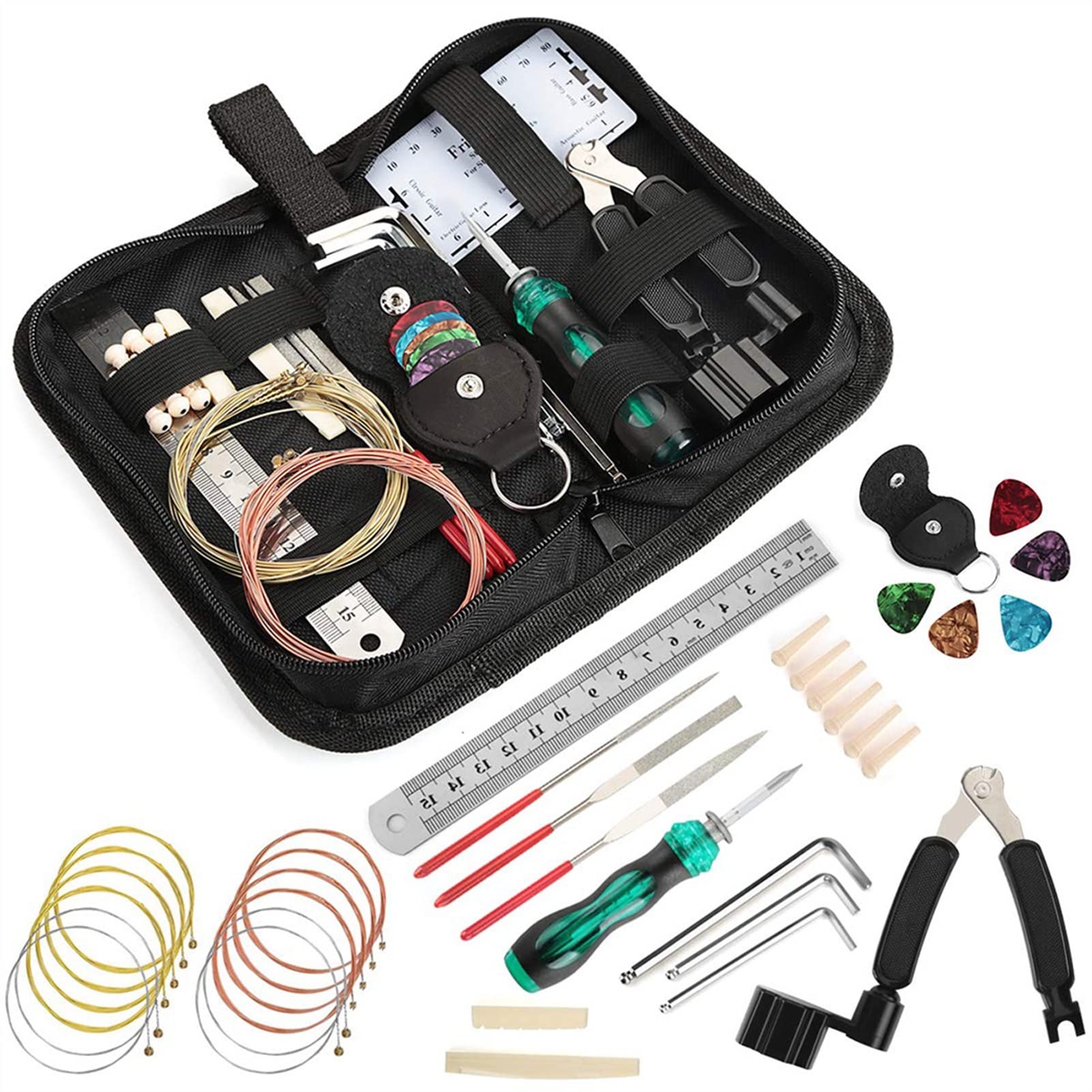 Professional Guitar Repair & Maintenance Kit - Complete Luthier Tool Set for Cleaning, Adjusting & Caring for Acoustic & Electric Guitars - Perfect for Musicians, Guitar Shops & DIY Enthusiasts