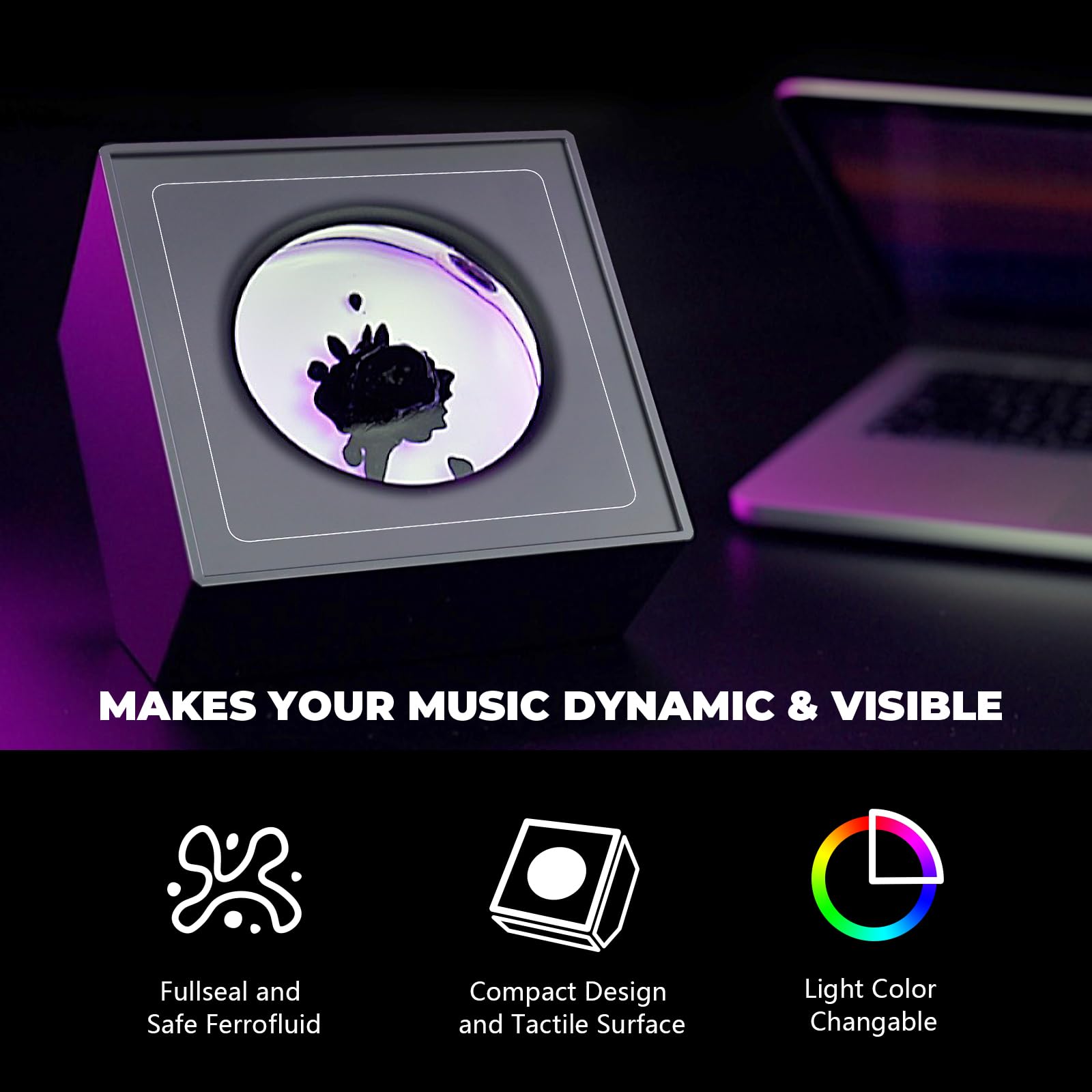 Ferrofluid Music Visualizer - Dancing Sound Sensitive Ferrofluid Speaker Display with RGB Lights | Science Desk Toy for Office, Bedroom & Study | Perfect for Music Lovers, Tech Enthusiasts & Science Gifts | Use for Home Decor, Party Entertainment & STEM Education